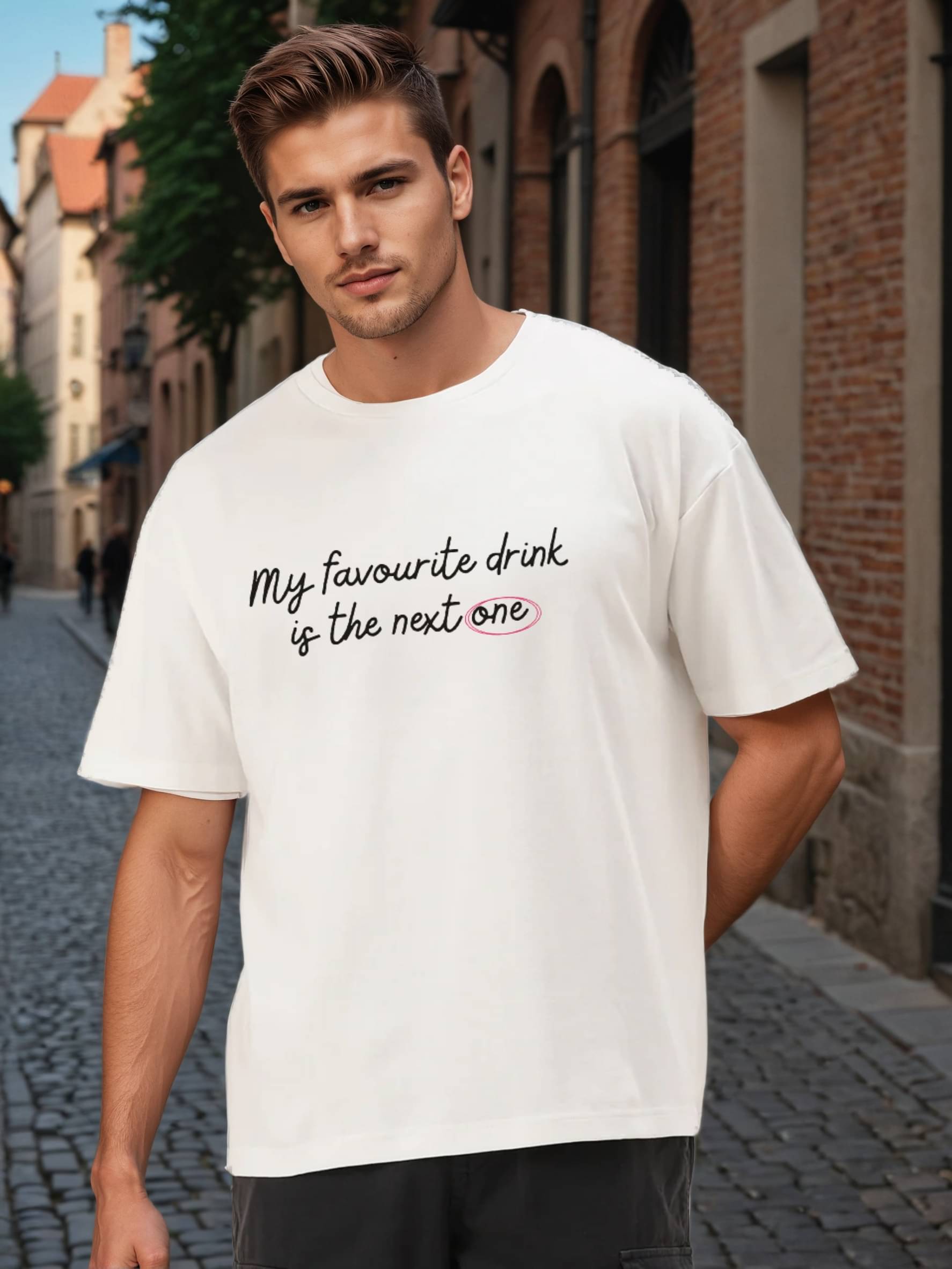     			Bene Kleed Men Cotton Oversized Fit Printed T-Shirt ( White )