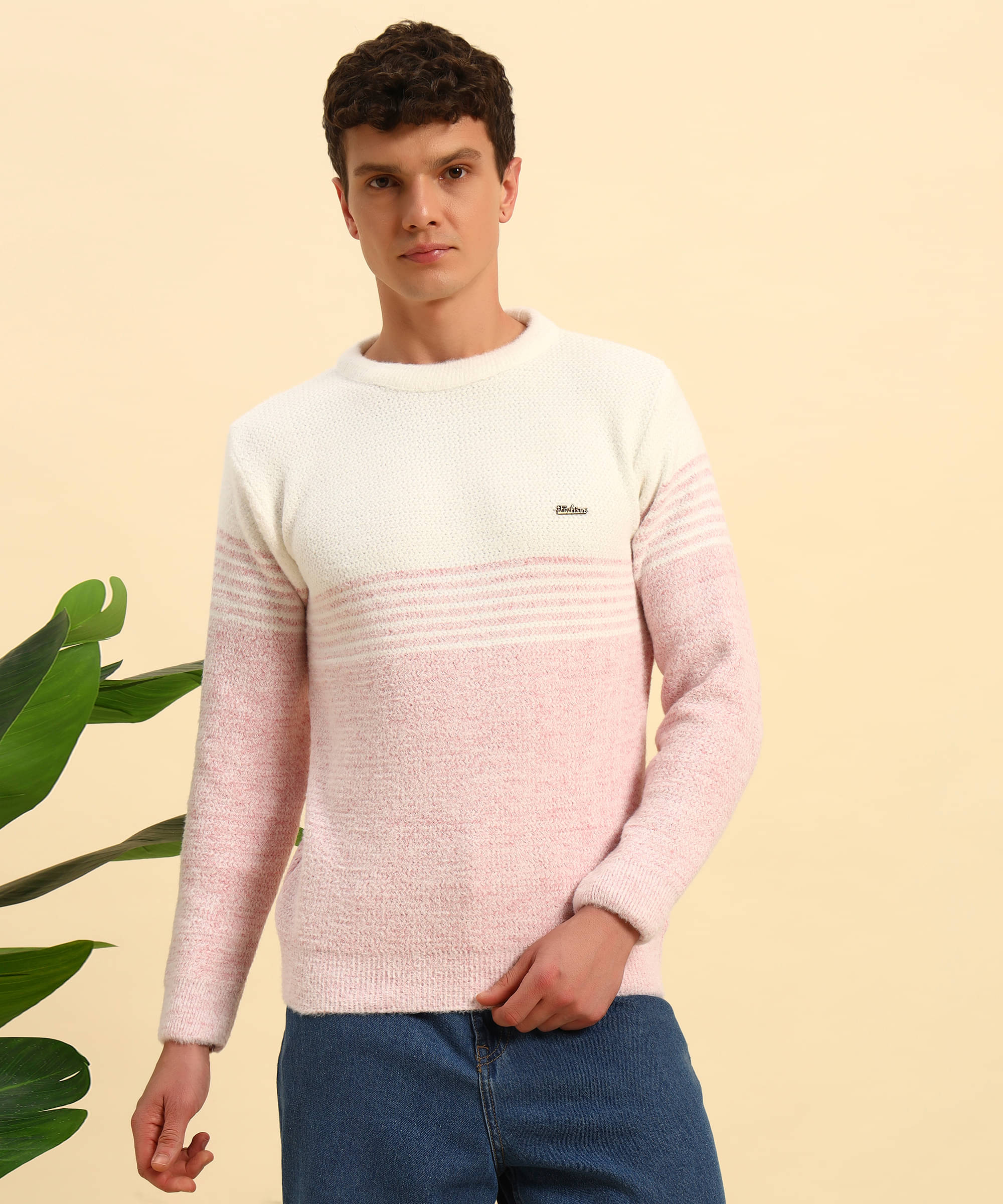     			Canblar Woollen Blend Round Neck Men's Full Sleeves Pullover Sweater - Pink ( Pack of 1 )