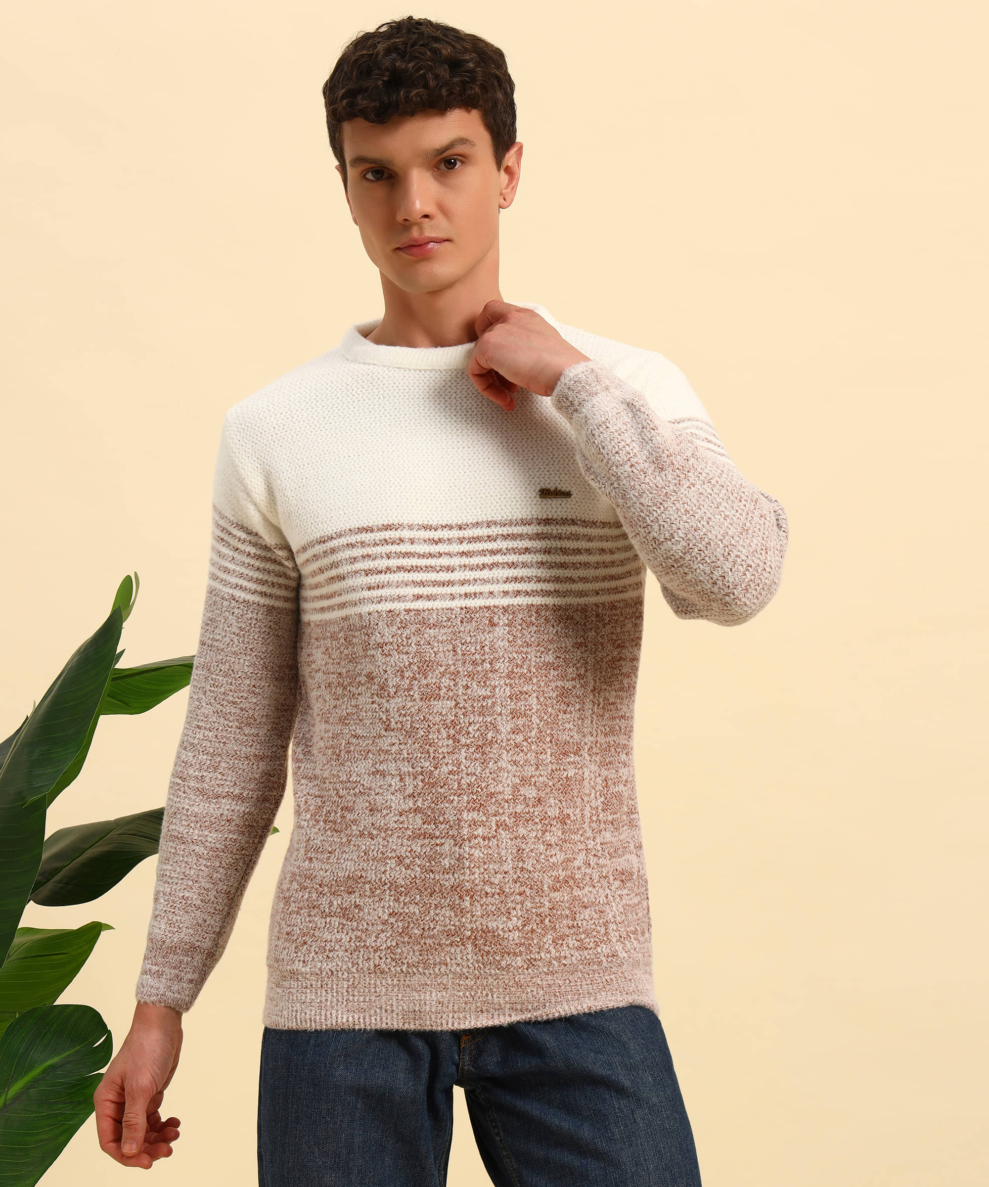     			Canblar Woollen Blend Round Neck Men's Full Sleeves Pullover Sweater - Brown ( Pack of 1 )