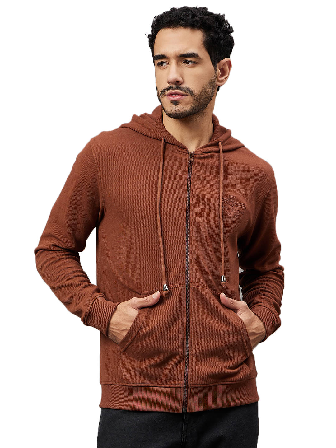     			Club York Fleece Hooded Men's Sweatshirt - Brown ( Pack of 1 )