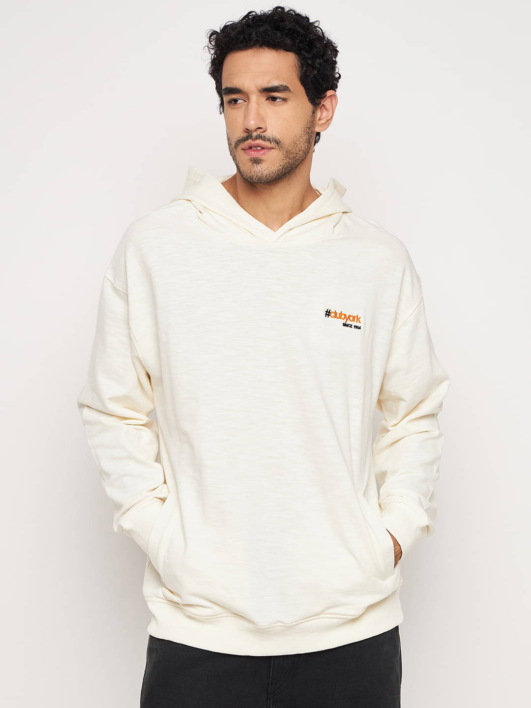     			Club York Fleece Hooded Men's Sweatshirt - Off White ( Pack of 1 )