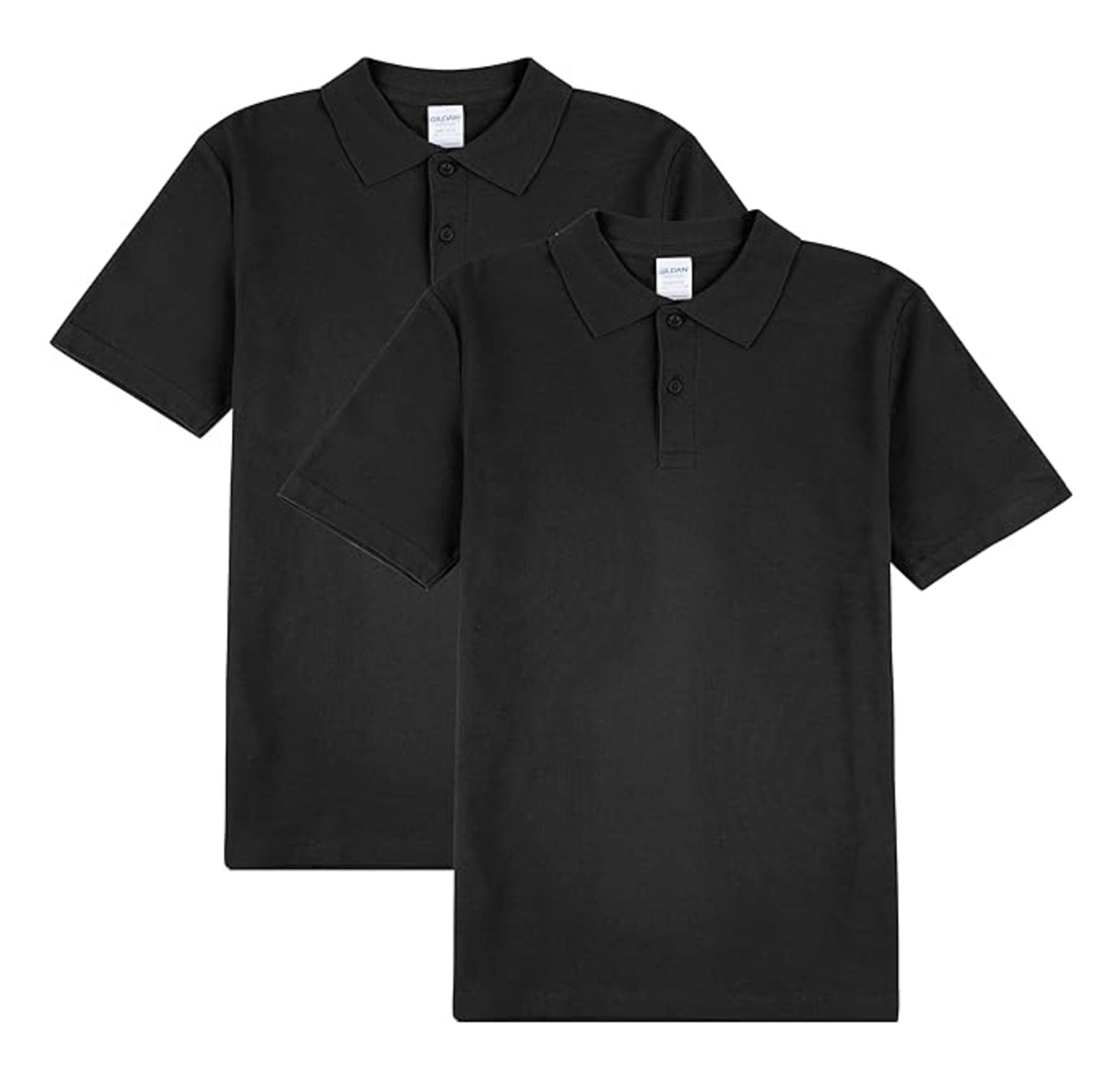     			Gildan Men Cotton Regular Fit Solid Polo T Shirt ( Black )