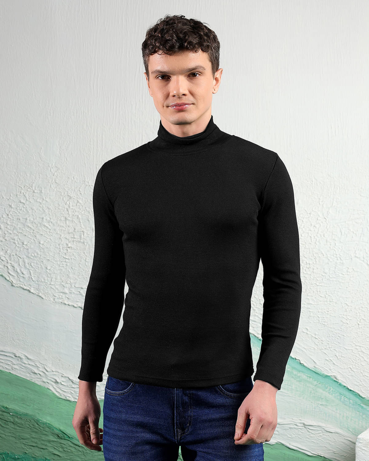    			Glito Woollen Blend High Neck Men's Full Sleeves Pullover Sweater - Black ( Pack of 1 )
