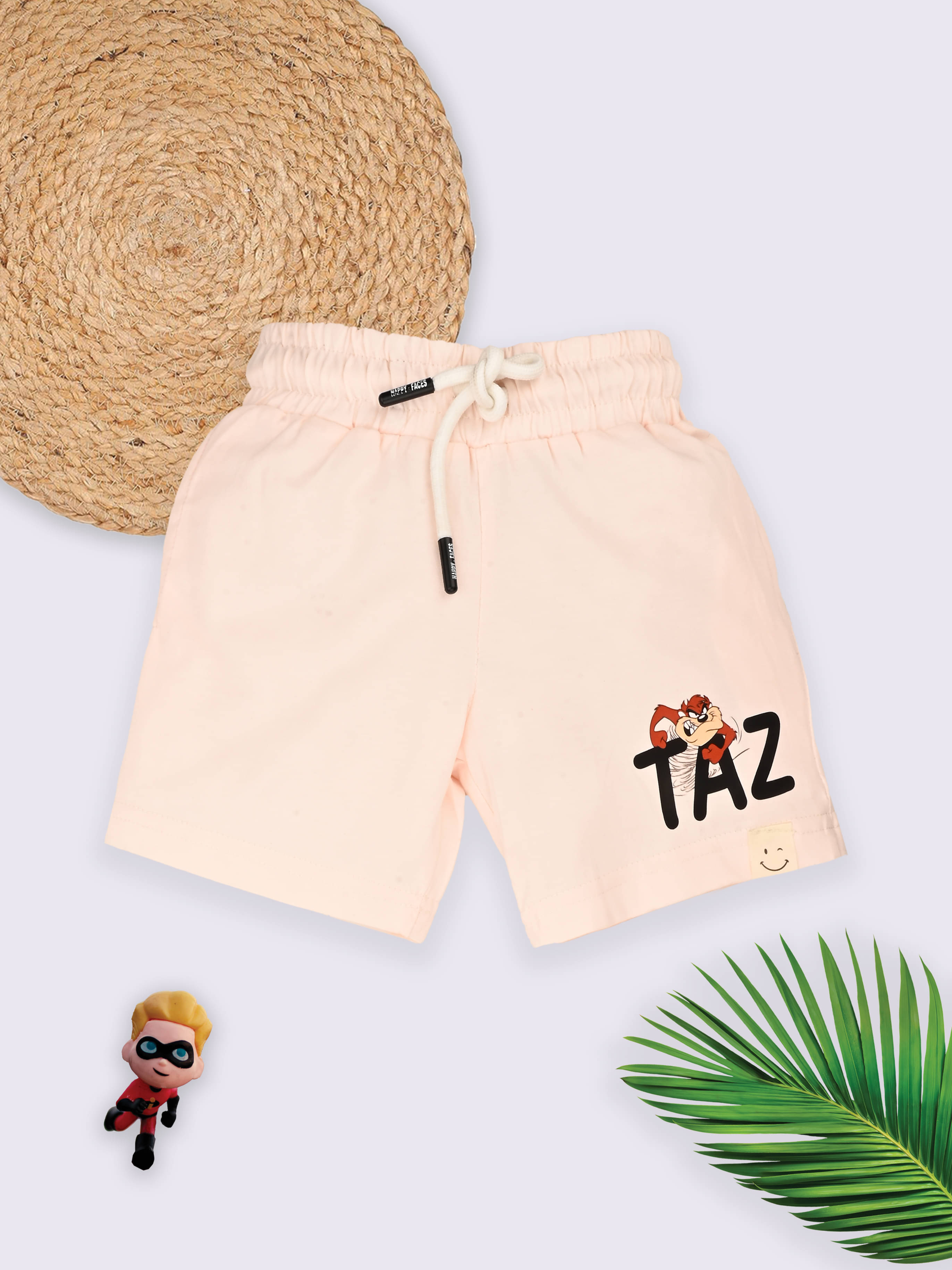     			HAPPY FACES Pack of 1 Cotton Shorts For Boys ( Peach )