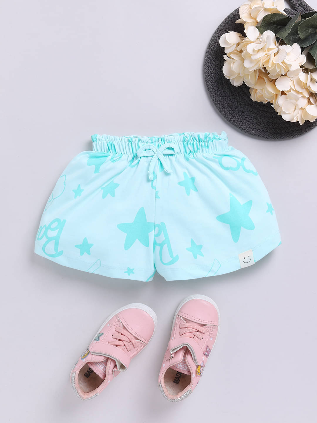     			HAPPY FACES Pack of 1 Girls Cotton Shorts ( Green )