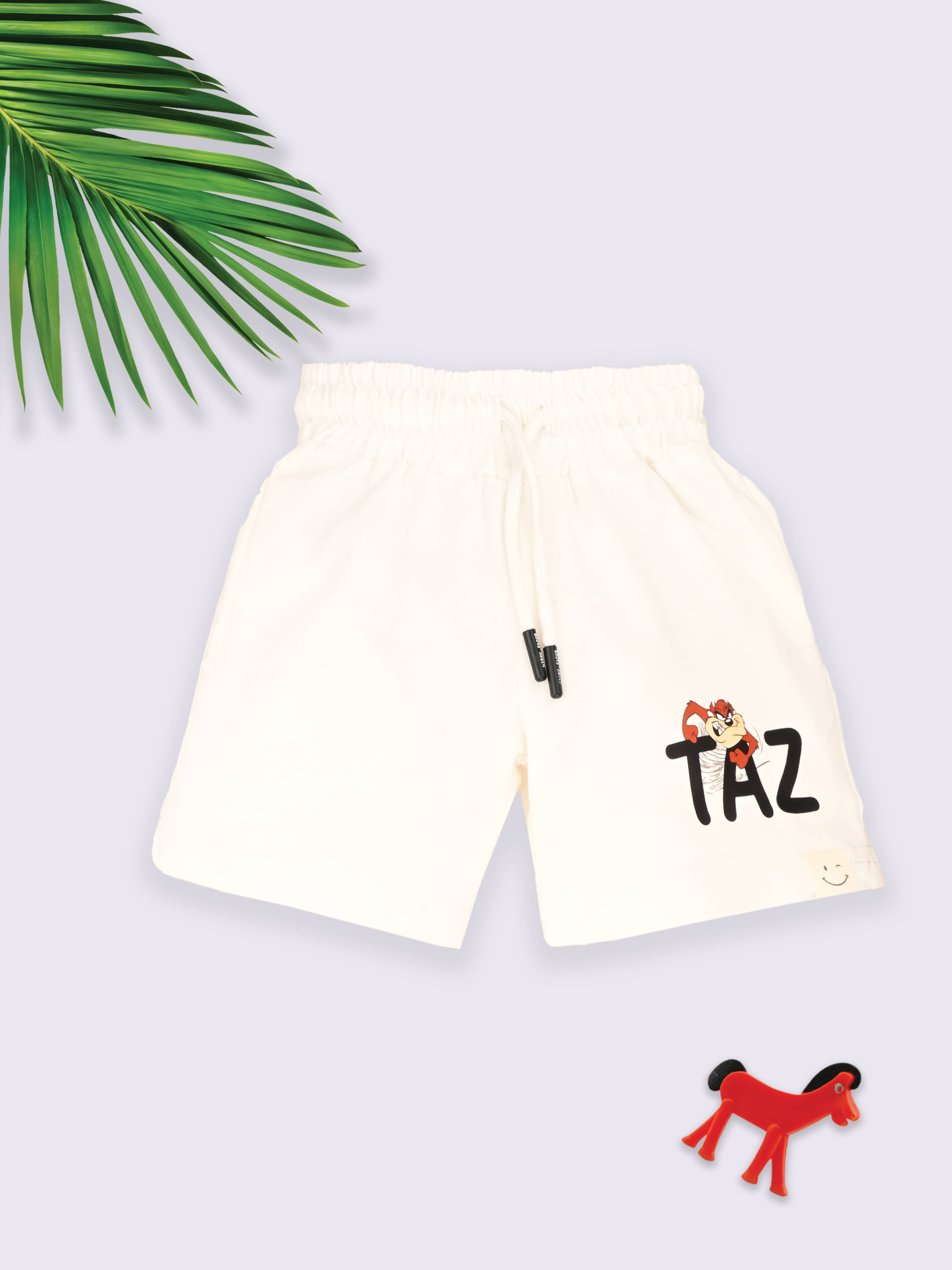     			HAPPY FACES Pack of 1 Cotton Shorts For Boys ( Off White )