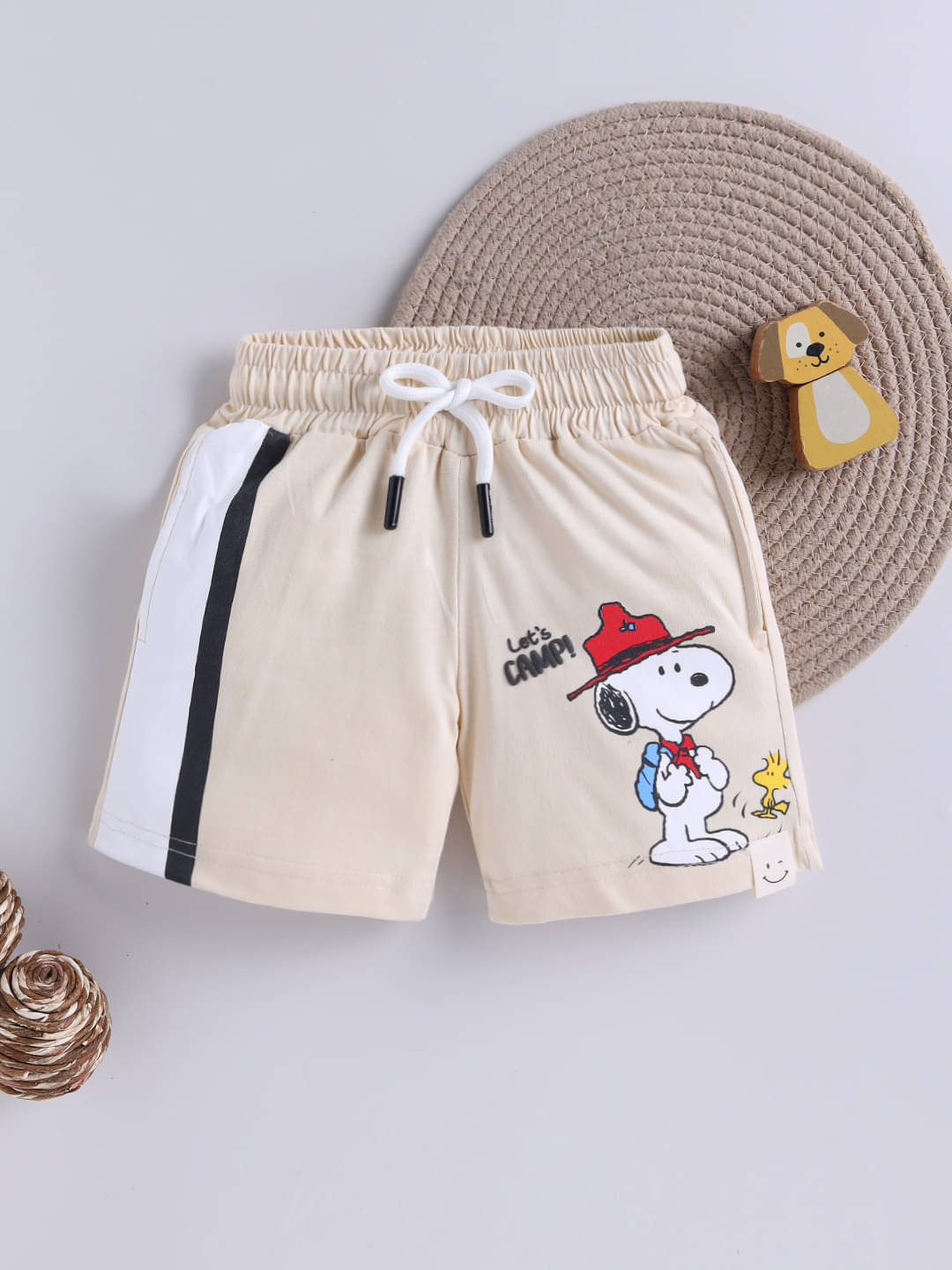     			HAPPY FACES Pack of 1 Cotton Shorts For Boys ( Beige )