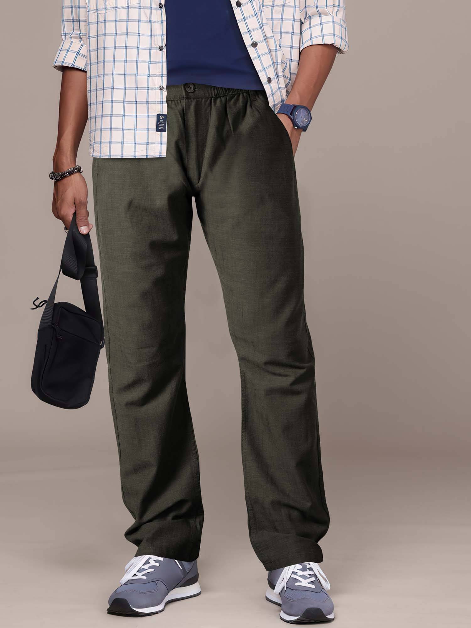     			JB JUST BLACK Relax Men's Trouser - Dark Green ( Pack of 1 )