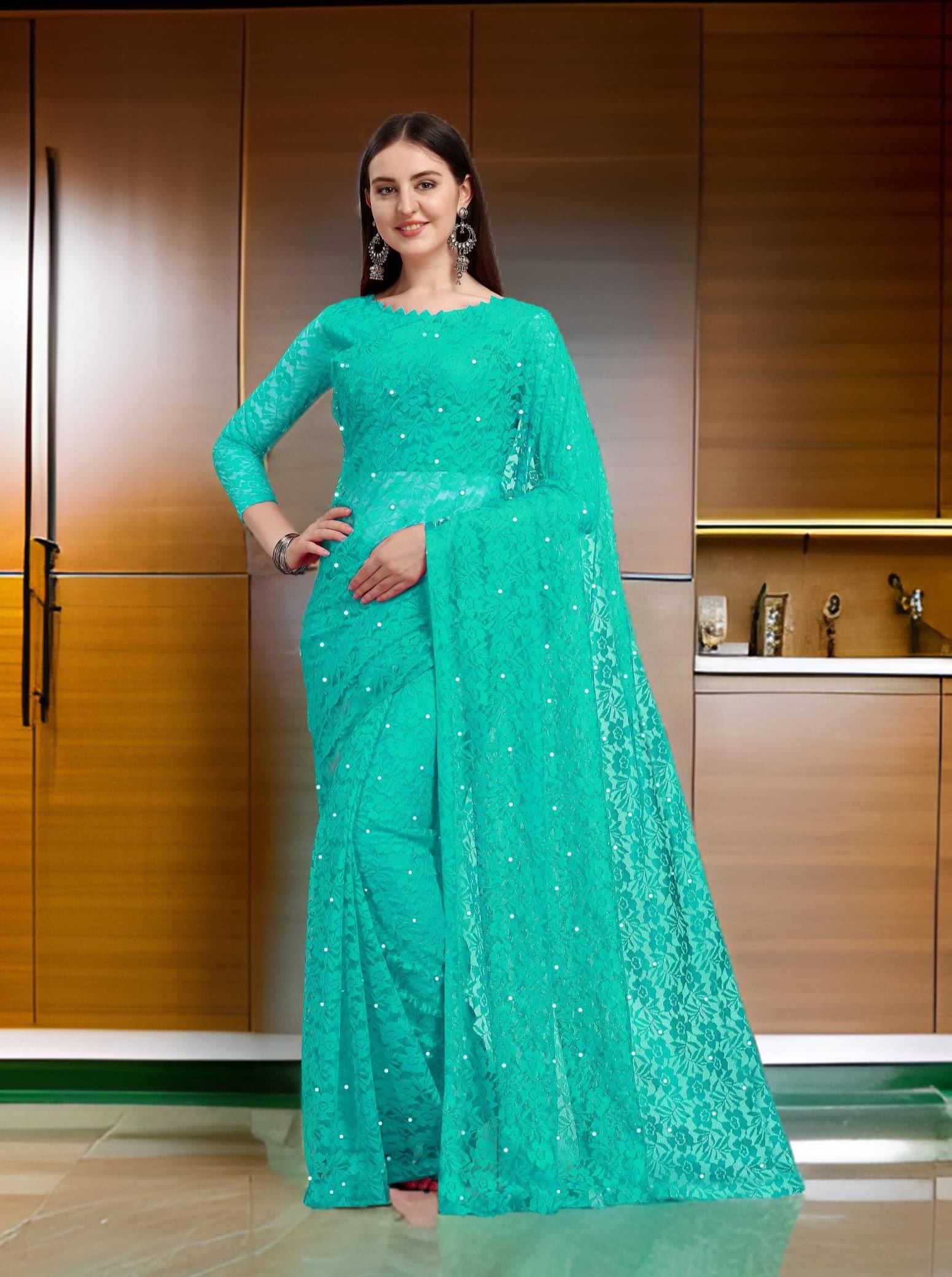 JENIL FASHAION Net Printed Regular Saree With Unstitched Blouse Piece ( Sky Blue ) JENIL FASHAION Net Printed Regular Saree With Unstitched Blouse Piece ( Sky Blue )