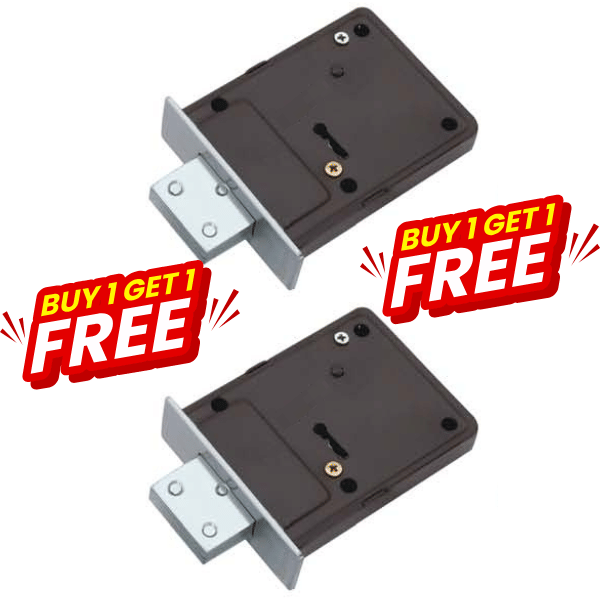 MALAIKAH Buy 1 Get 1 Free Heavy-Duty 4-Inch Single Square Bolt Mild Steel Door Lock with 2 Long Keys - Powder Coated Finish & Double Turn Design, Made in Aligarh India MALAIKAH Buy 1 Get 1 Free Heavy-Duty 4-Inch Single Square Bolt Mild Steel Door Lock with 2 Long Keys - Powder Coated Finish & Double Turn Design, Made in Aligarh India
