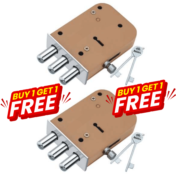     			MALAIKAH Buy 1 Get 1 Free Heavy-Duty 4-Inch 3-Round Bolt Mild Steel Door Lock with 2 Long Keys - Powder Coated Finish & 2in-1 Design, Made in Aligarh India