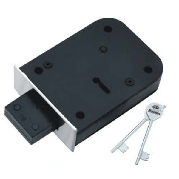 MALAIKAH Heavy-Duty 4-Inch Single Square Bolt Mild Steel Door Lock with 2 Long Keys - Powder Coated Finish & Double Turn Design, Made in Aligarh India - Pack of 1 MALAIKAH Heavy-Duty 4-Inch Single Square Bolt Mild Steel Door Lock with 2 Long Keys - Powder Coated Finish & Double Turn Design, Made in Aligarh India - Pack of 1