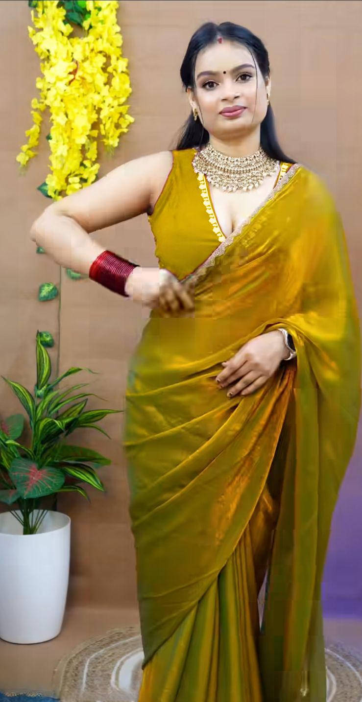     			Madhav Art Chiffon Embroidered Regular Saree With Unstitched Blouse Piece ( Gold )