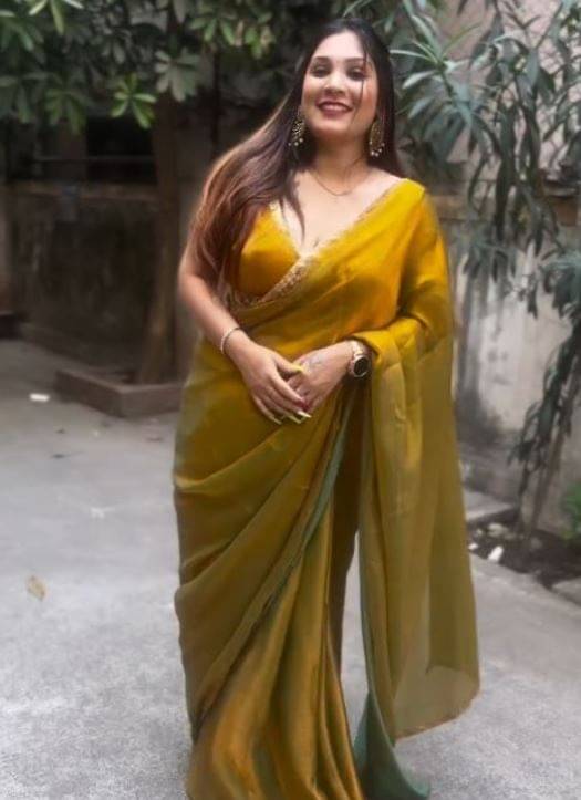     			Madhav Art Chiffon Embroidered Regular Saree With Unstitched Blouse Piece ( Gold )