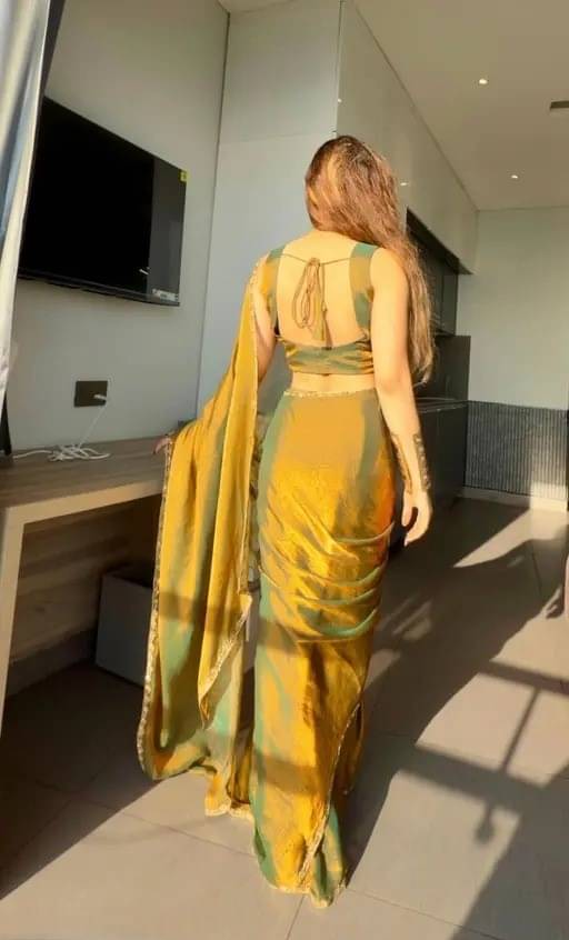     			Madhav Art Chiffon Embroidered Regular Saree With Unstitched Blouse Piece ( Gold )