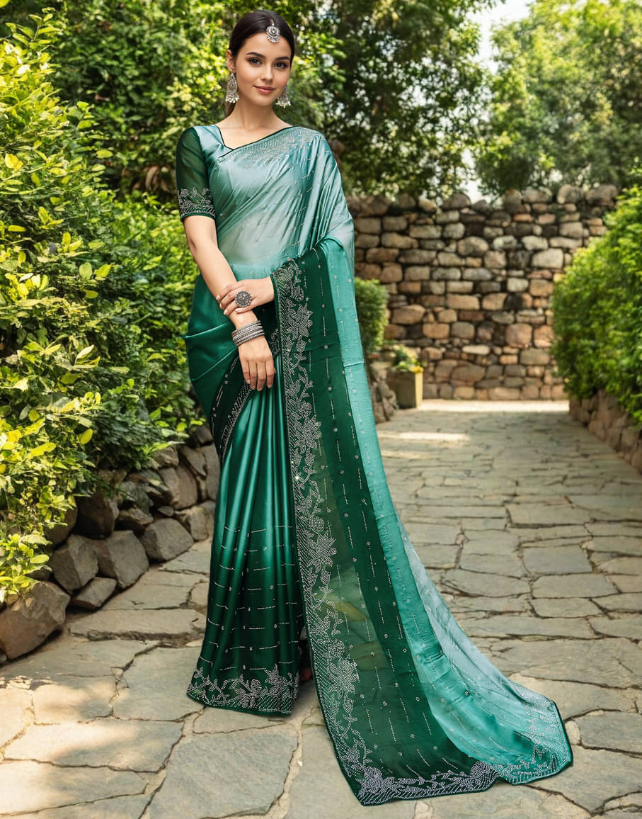     			PANZORA Silk Solid Regular Saree Without Blouse Piece ( Teal )