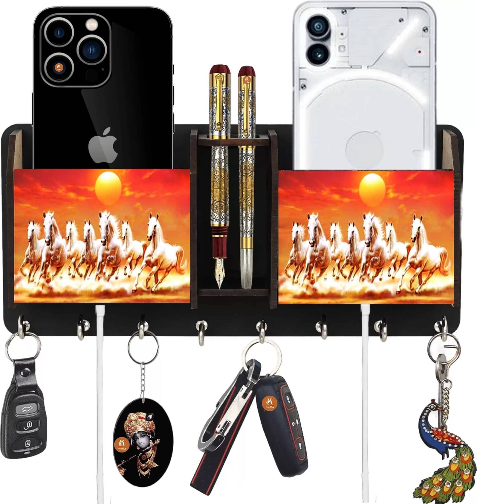 TNFArt Multicolour Wood Key Holder - Pack of 1