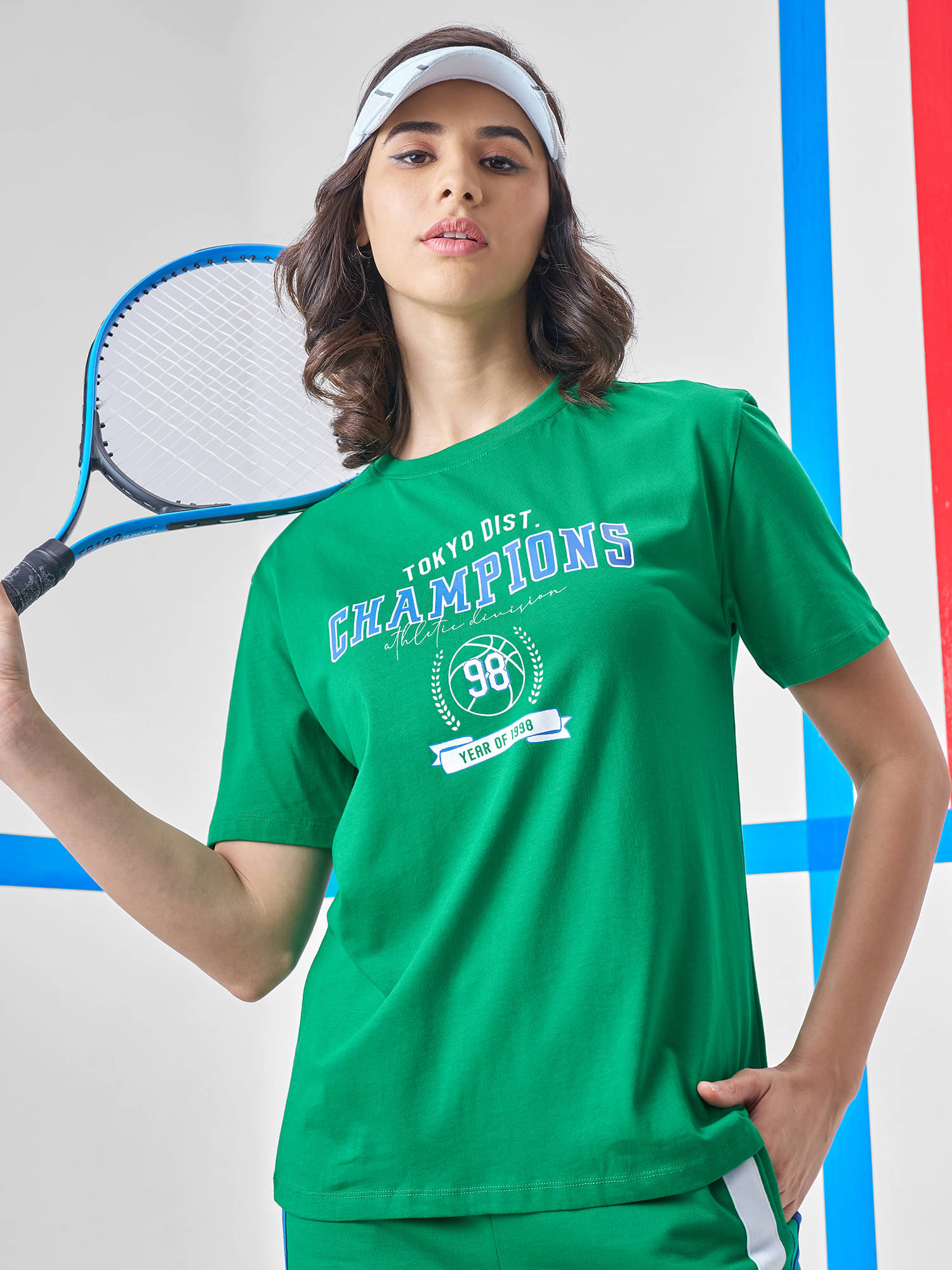    			Tokyo Talkies Women Cotton Regular Fit Round Neck T-Shirt ( Green )
