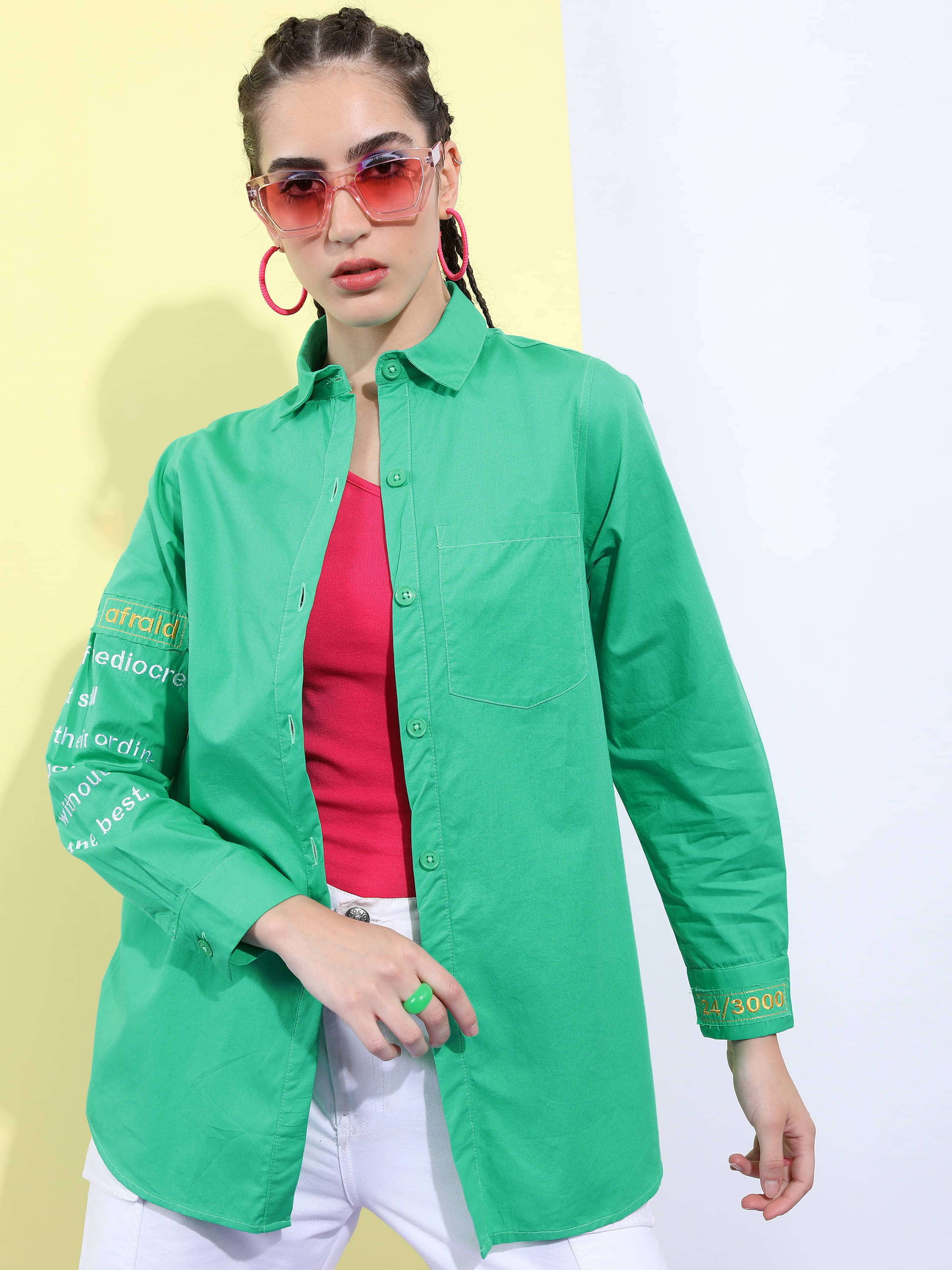     			Tokyo Talkies Women Cotton Shirt ( Green )