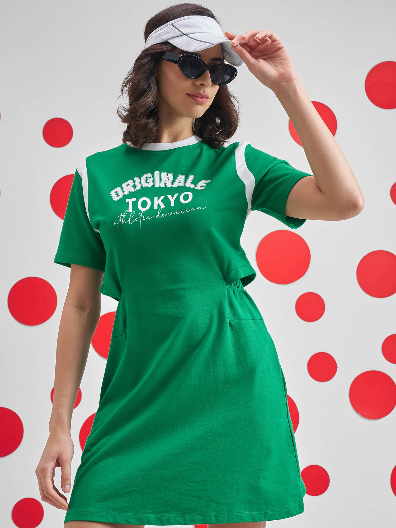     			Tokyo Talkies Women Cotton T-shirt Dress ( Green )