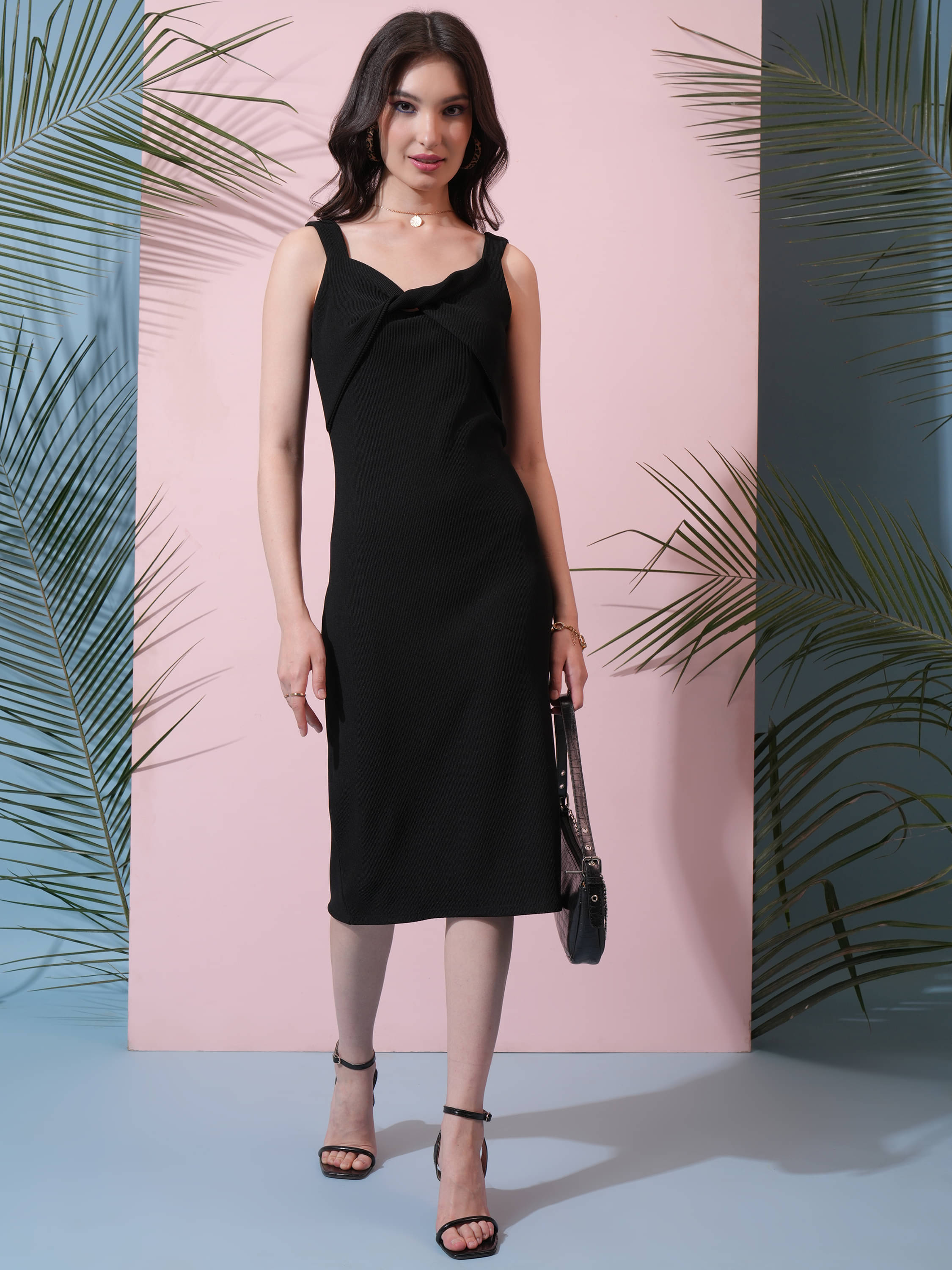     			Tokyo Talkies Women Polyester Blend Bodycon Dress ( Black )