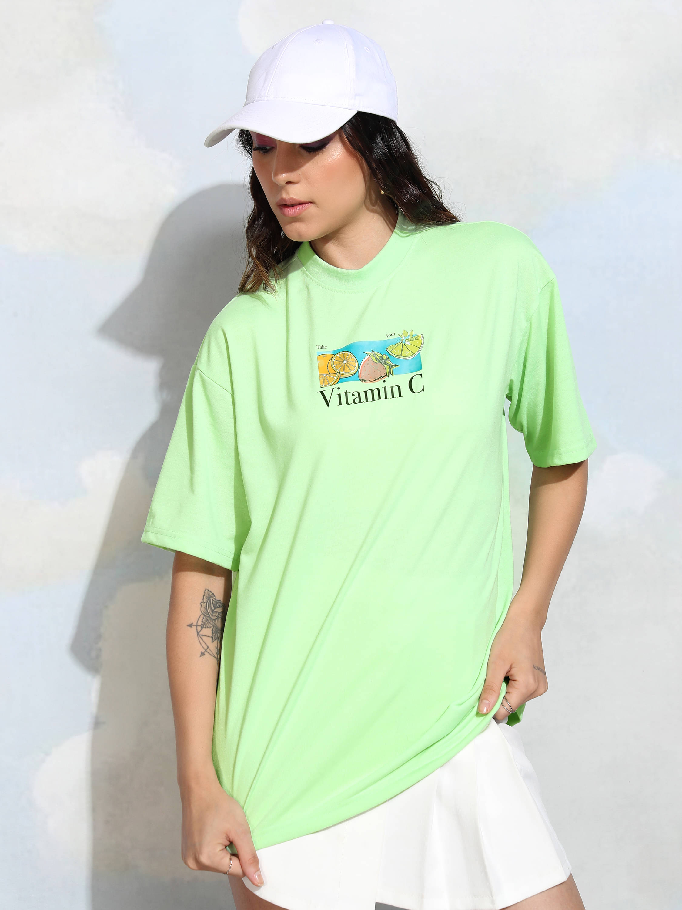 Tokyo Talkies Women Polyester Oversized Fit Round Neck T-Shirt ( Green ) Tokyo Talkies Women Polyester Oversized Fit Round Neck T-Shirt ( Green )