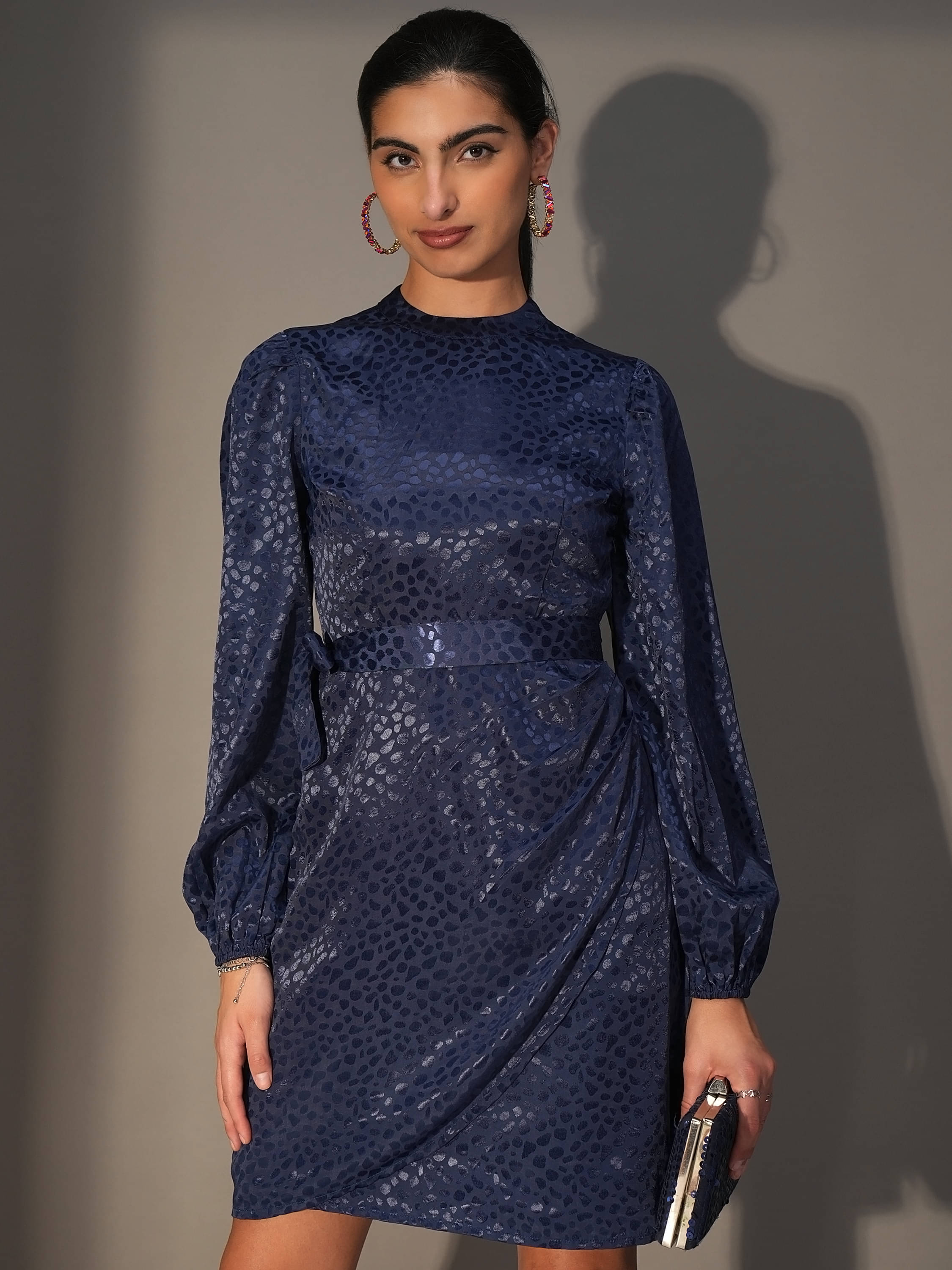    			Tokyo Talkies Women Polyester Wrap Dress ( Blue )