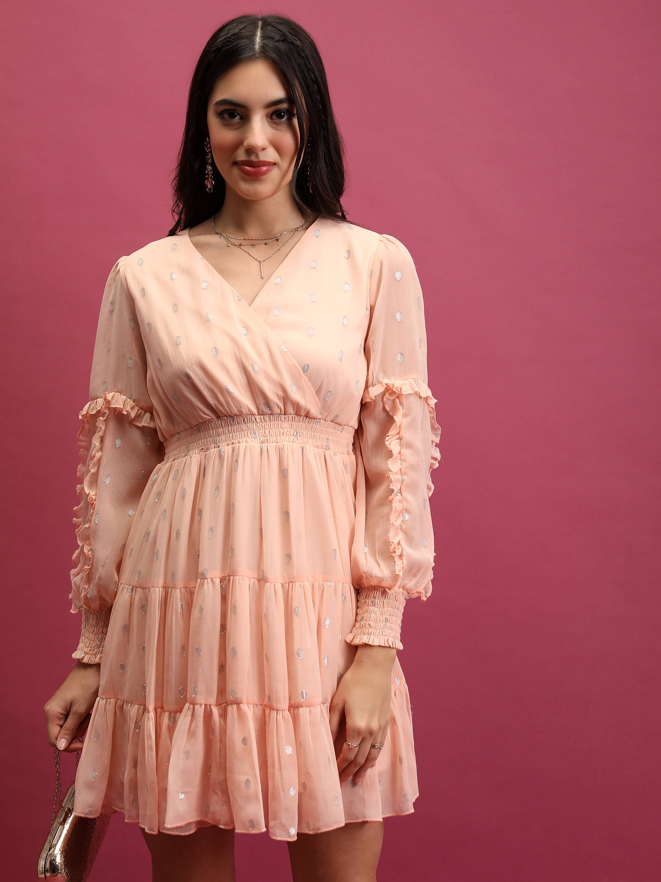     			Tokyo Talkies Women Polyester Wrap Dress ( Pink )