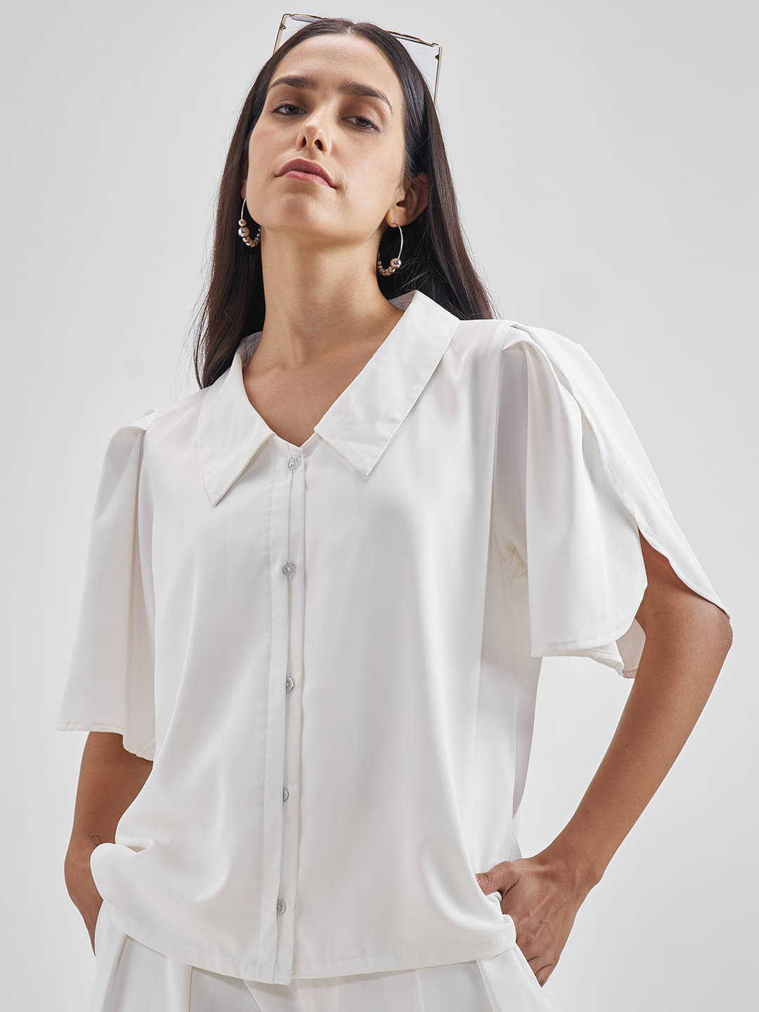 Tokyo Talkies Women's Polyester Regular Top ( White ) Tokyo Talkies Women's Polyester Regular Top ( White )