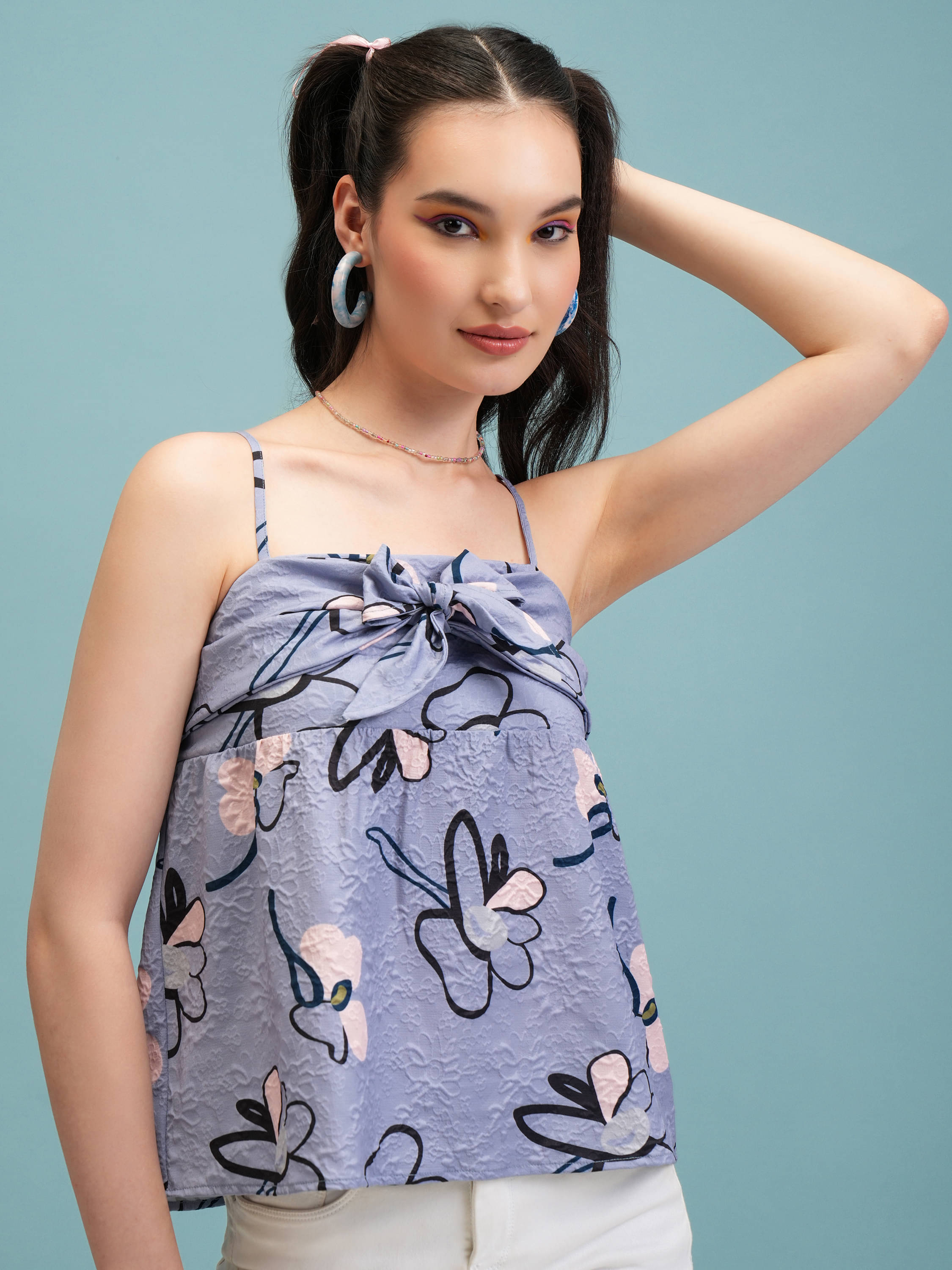 Tokyo Talkies Women's Polyester Regular Top ( Blue ) Tokyo Talkies Women's Polyester Regular Top ( Blue )