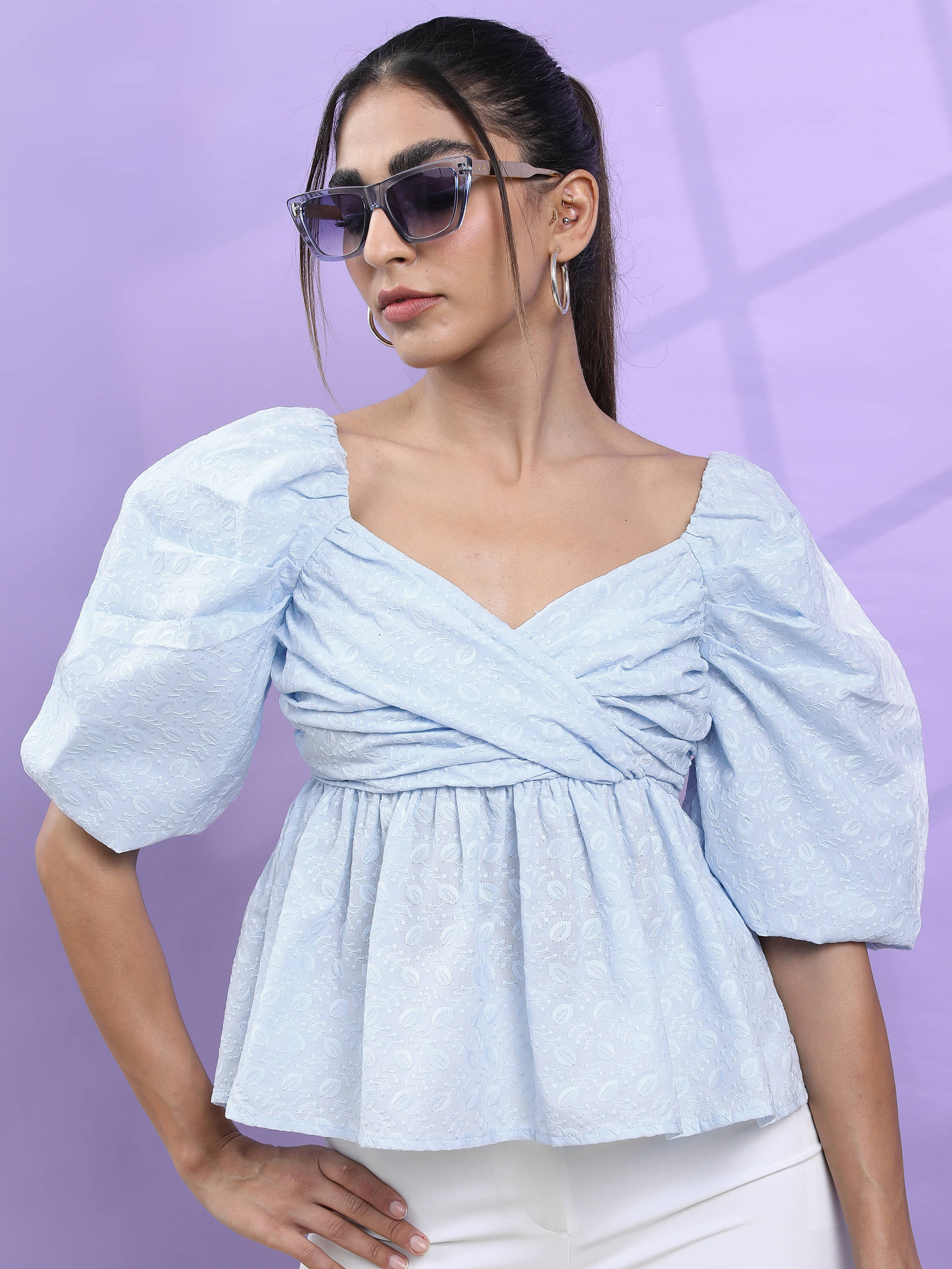     			Tokyo Talkies Women's Polyester Regular Top ( Blue )