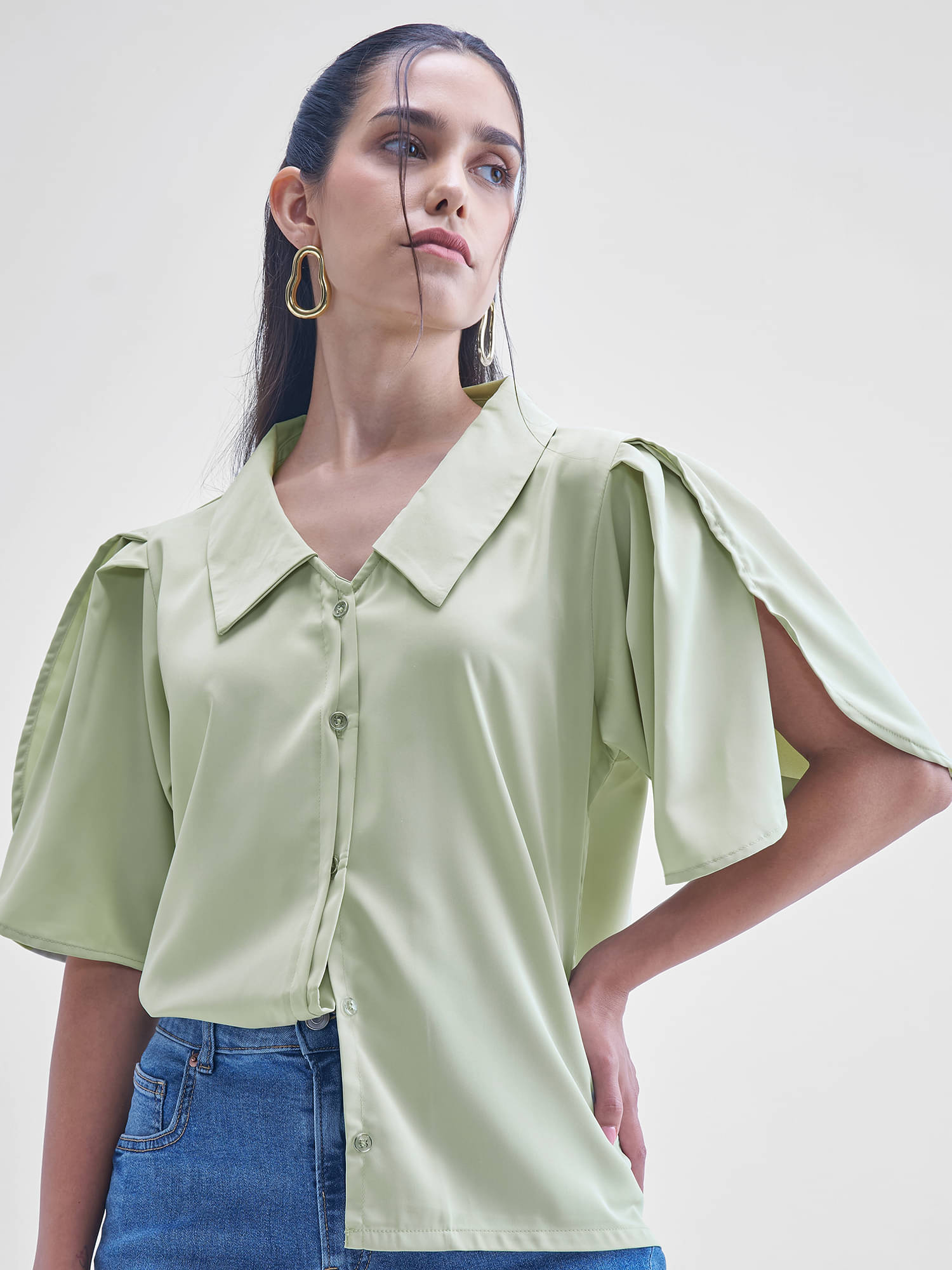Tokyo Talkies Women's Polyester Regular Top ( Green ) Tokyo Talkies Women's Polyester Regular Top ( Green )