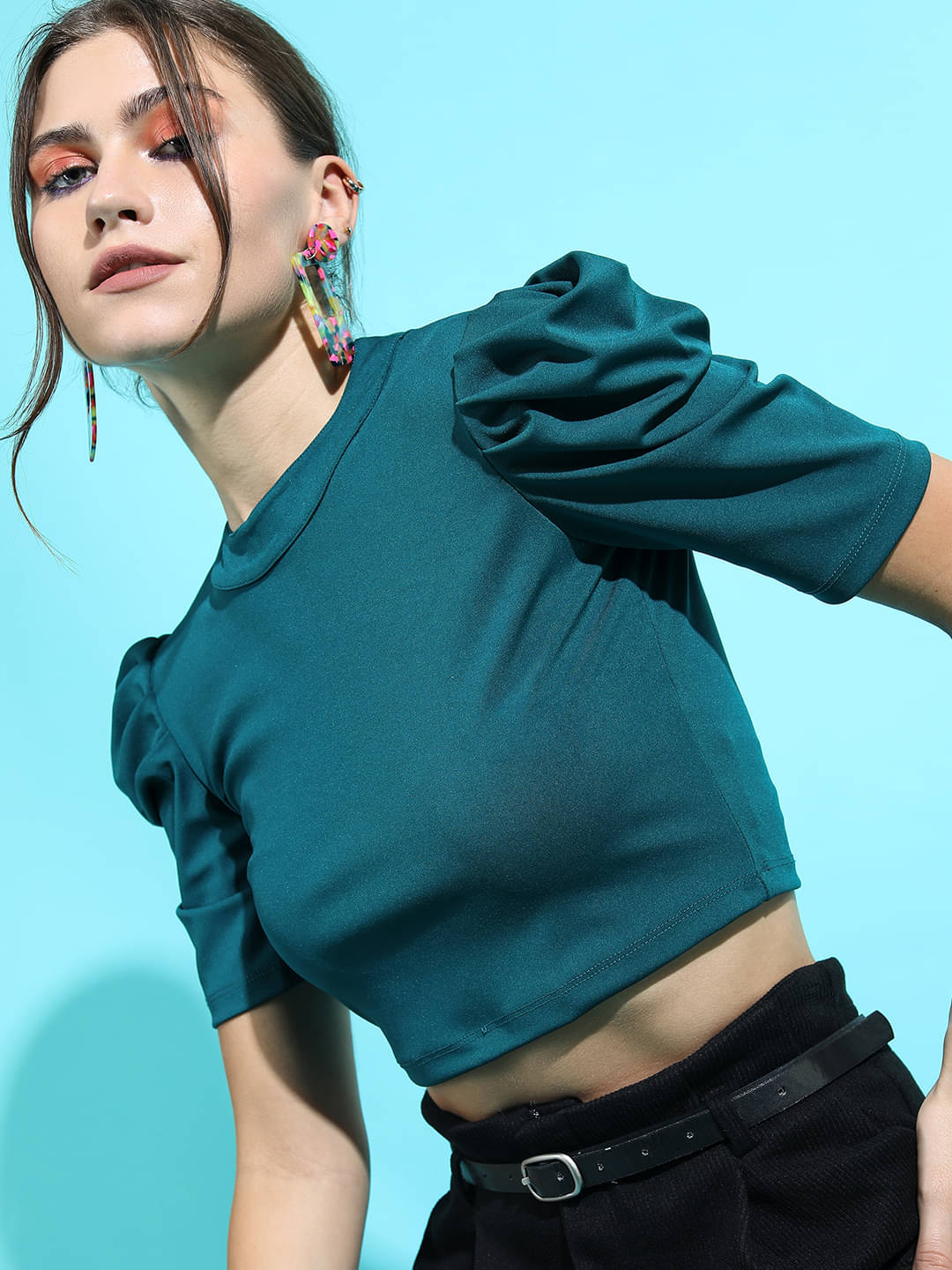     			Tokyo Talkies Women's Polyester Regular Top ( Blue )