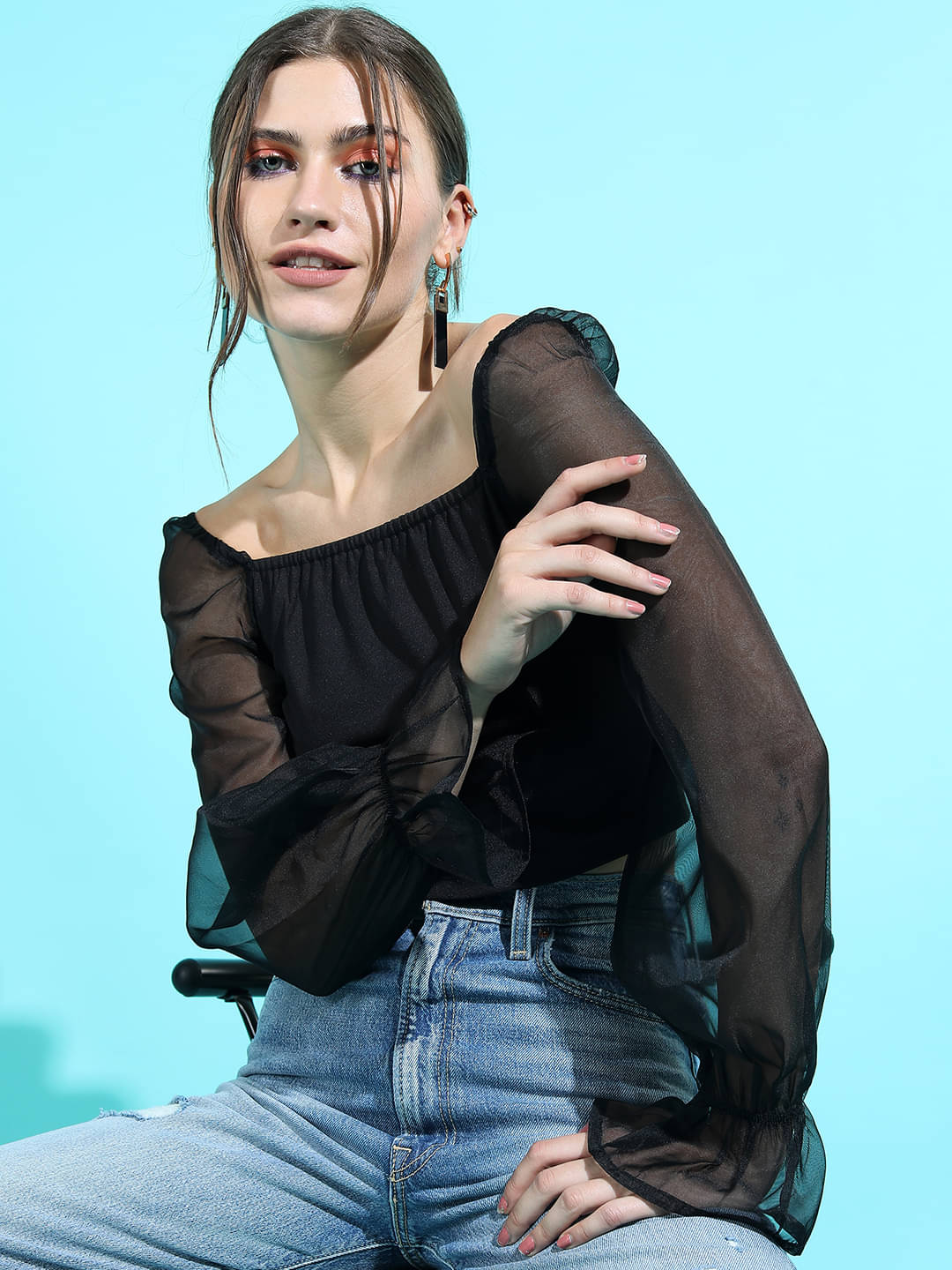     			Tokyo Talkies Women's Polyester Regular Top ( Black )