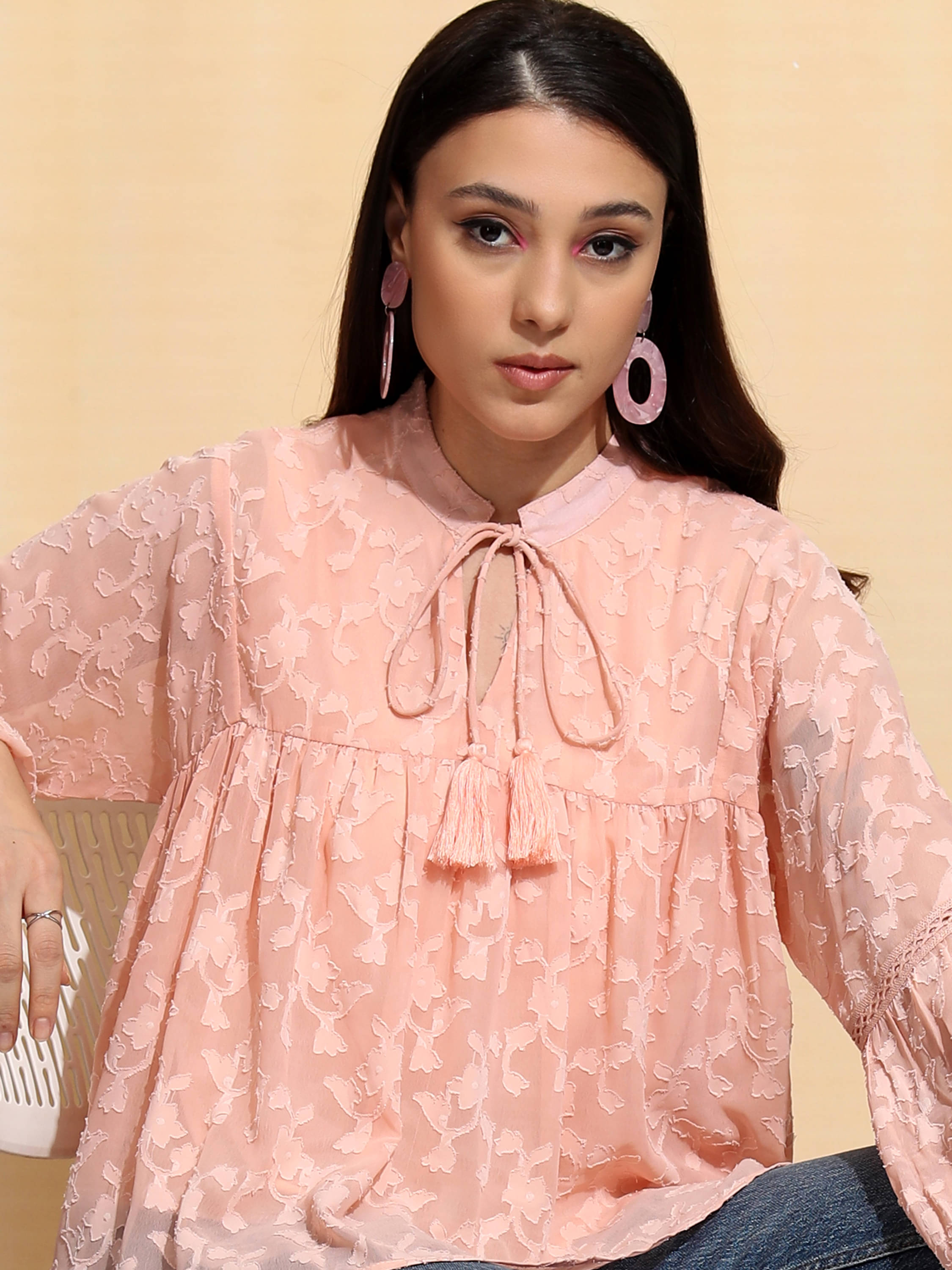 Tokyo Talkies Women's Polyester Regular Top ( Pink ) Tokyo Talkies Women's Polyester Regular Top ( Pink )