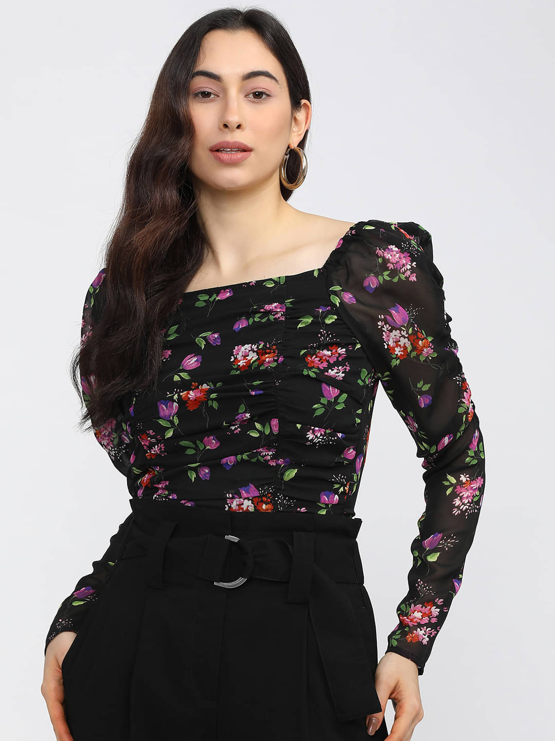     			Tokyo Talkies Women's Polyester Regular Top ( Black )