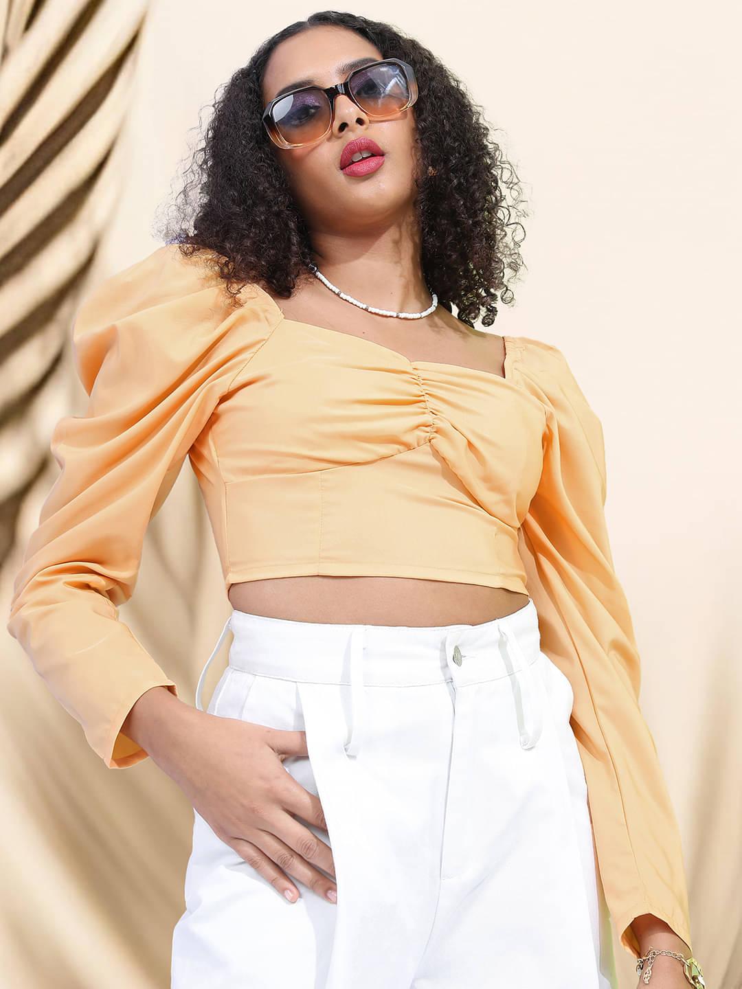 Tokyo Talkies Women's Polyester Regular Top ( Orange )     			Tokyo Talkies Women's Polyester Regular Top ( Orange )