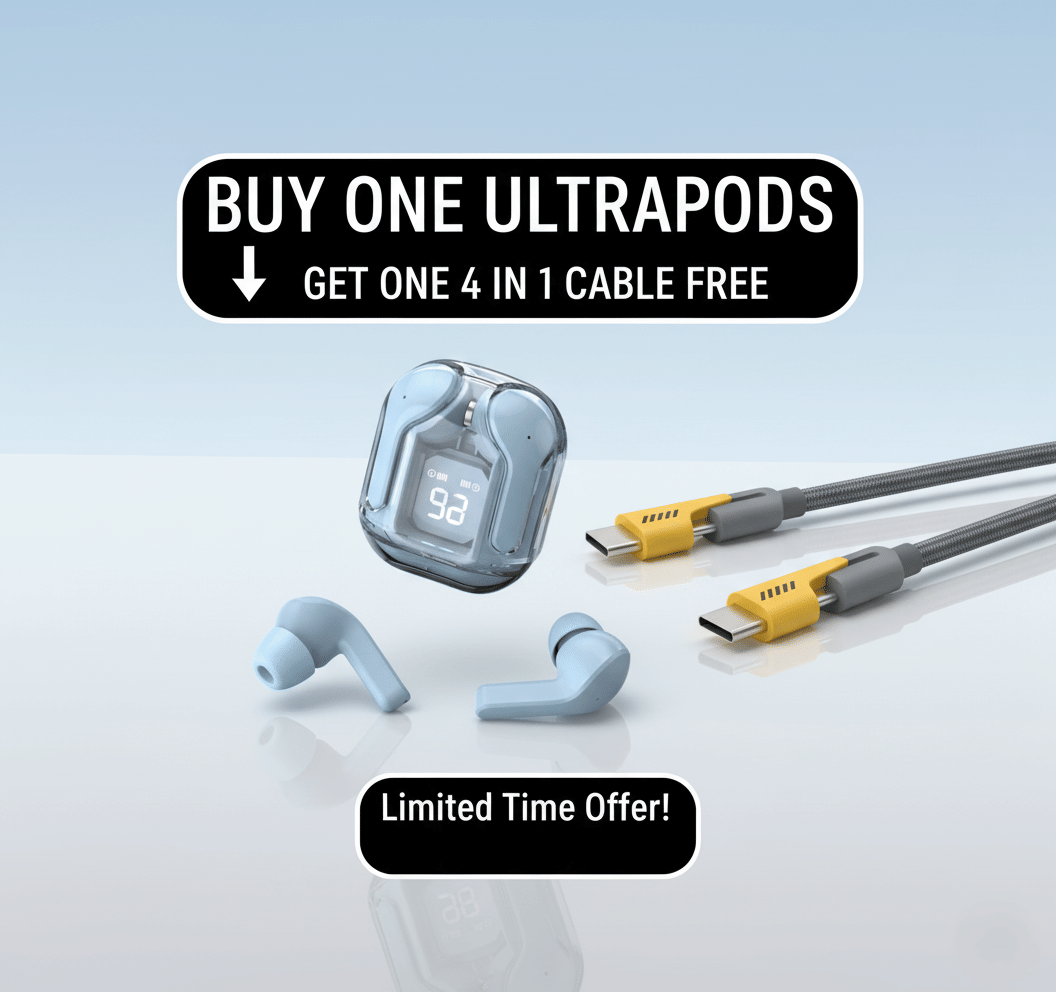     			Tws Ultrapods display bluetooth, Earbuds Pro + 3 in 4 data fast cable ,  Bluetooth Headphone + 4 in 1 charging cable