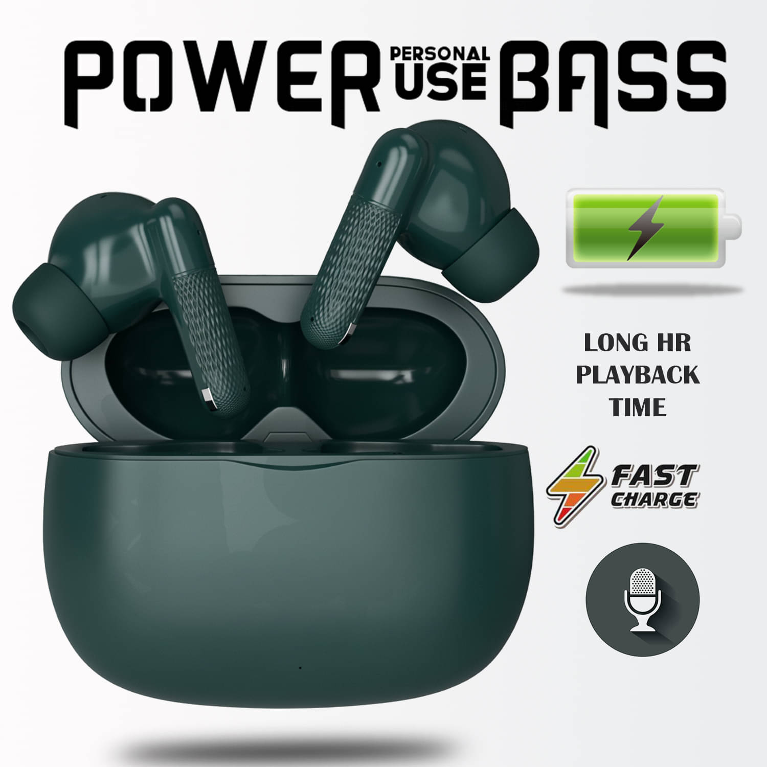     			Wireless Bluetooth Earbuds with Deep Bass,HD Mic, Long Battery Backup, Fast Charging, Lightweight Comfortable Fit, Sweatproof Sports Headphones for Music, Calls, Gaming & Daily Use"