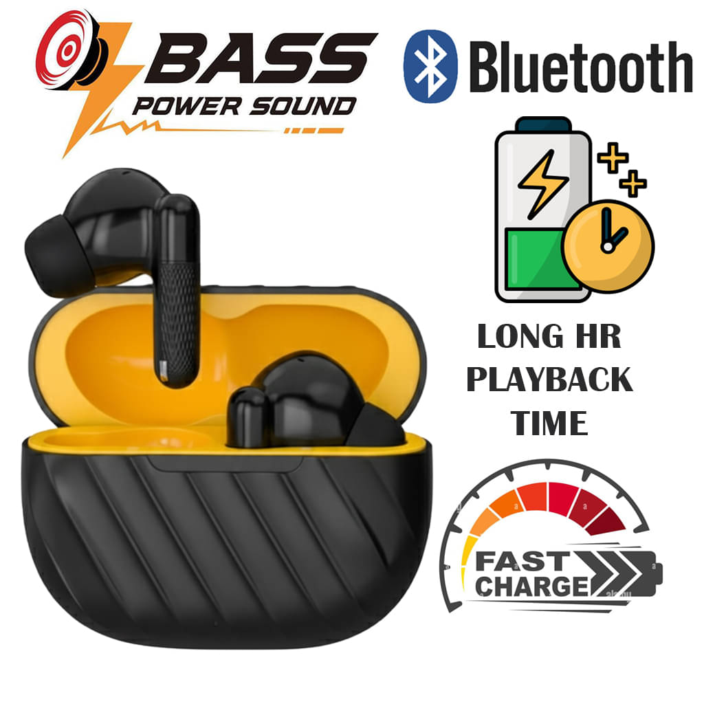     			Wireless Bluetooth Earbuds with Deep Bass,HD Mic, Long Battery Backup, Fast Charging, Lightweight Comfortable Fit, Sweatproof Sports Headphones for Music, Calls, Gaming & Daily Use"