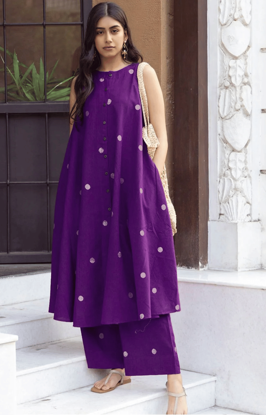     			YAGNIK FASHION Women Rayon Self Design A-line Kurti With Pants ( Purple )
