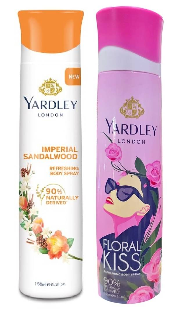     			Yardley London SANDALWOOD & FLORAL KISS DEO,150 ML EACH Deodorant Spray for Unisex 300 ml ( Pack of 2 )