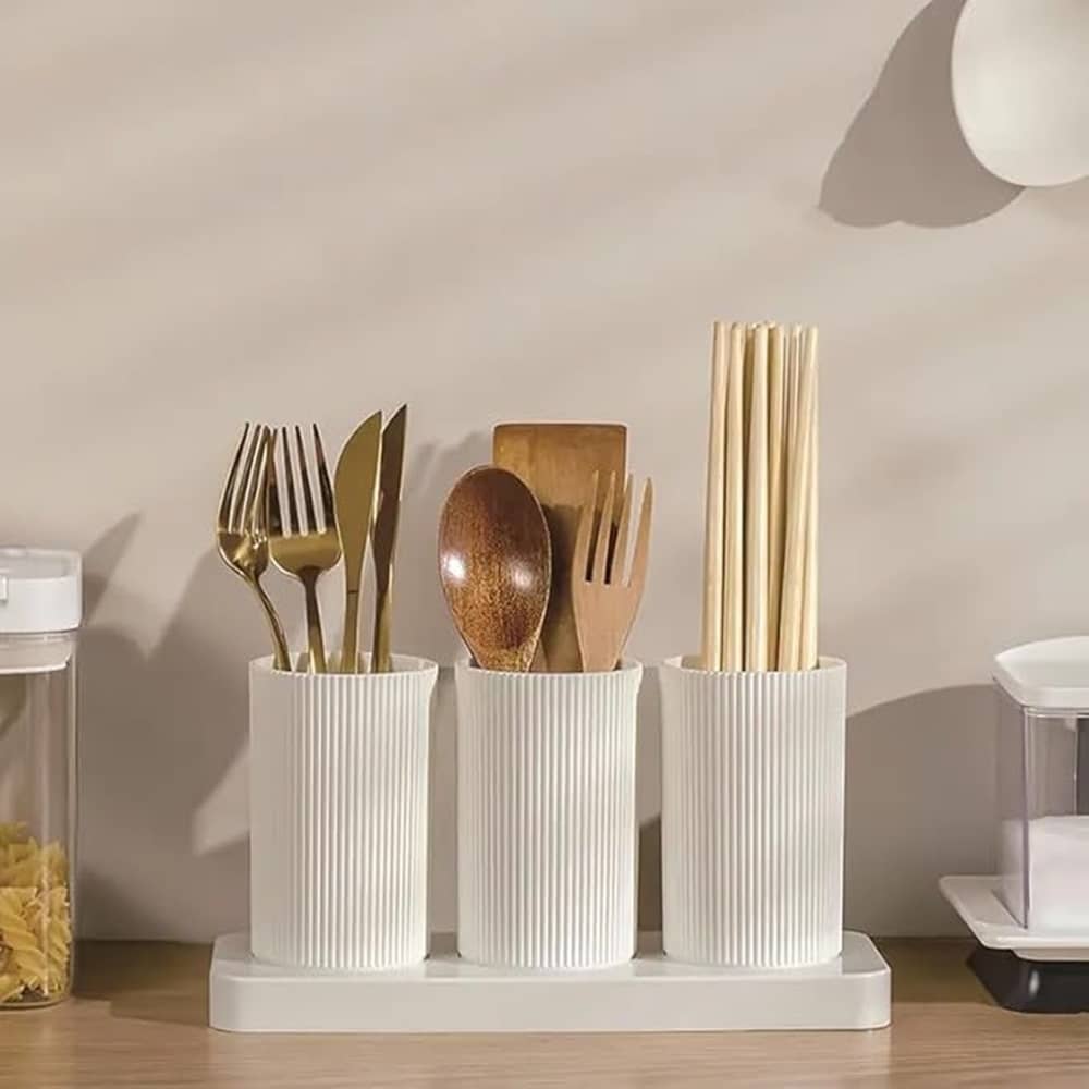 analog kichenware Knife/Spoon/Fork Plastic Plain Cutlery Set White ( Pack of 1 )