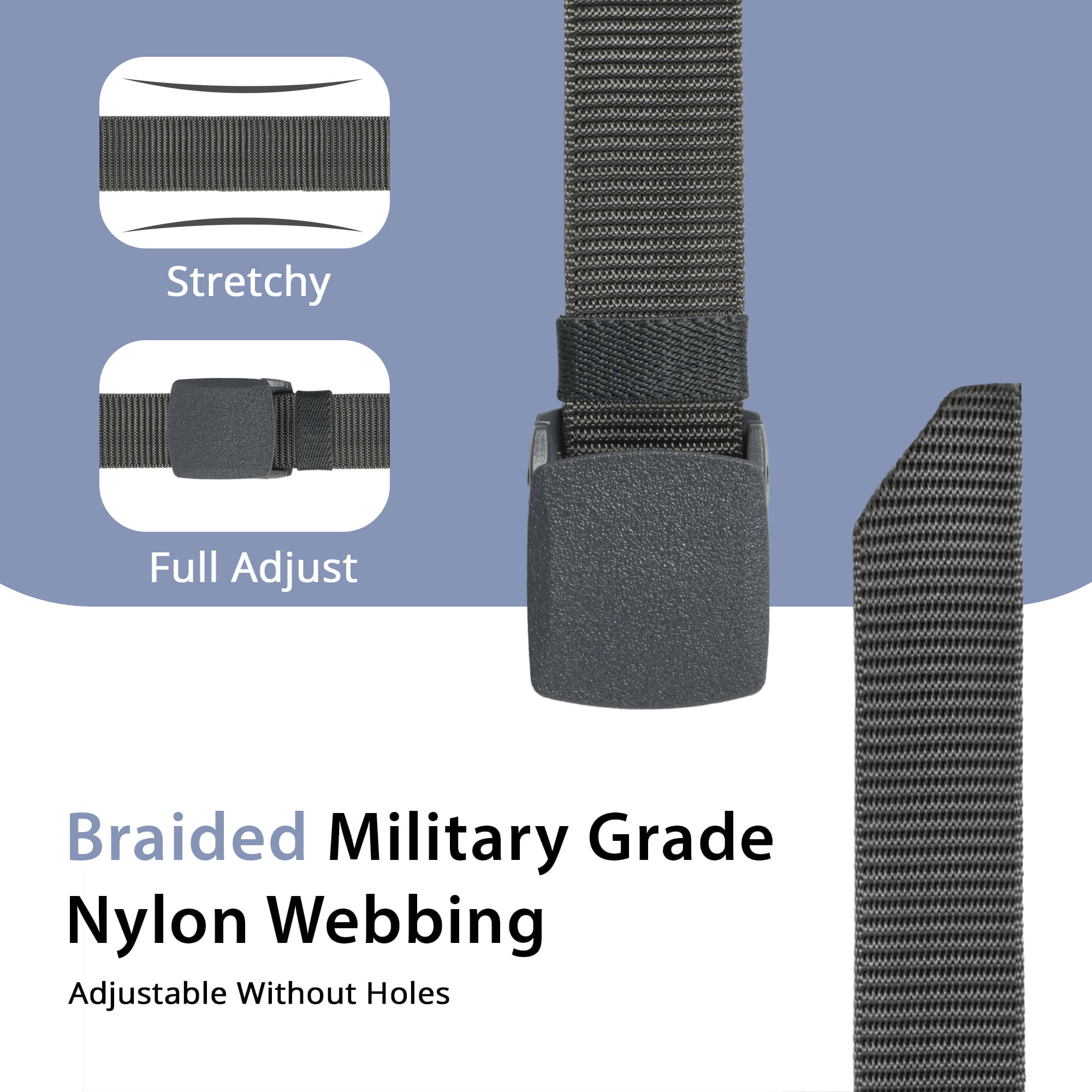     			lyvi - Gray Nylon Men's Braided Belt ( Pack of 1 )