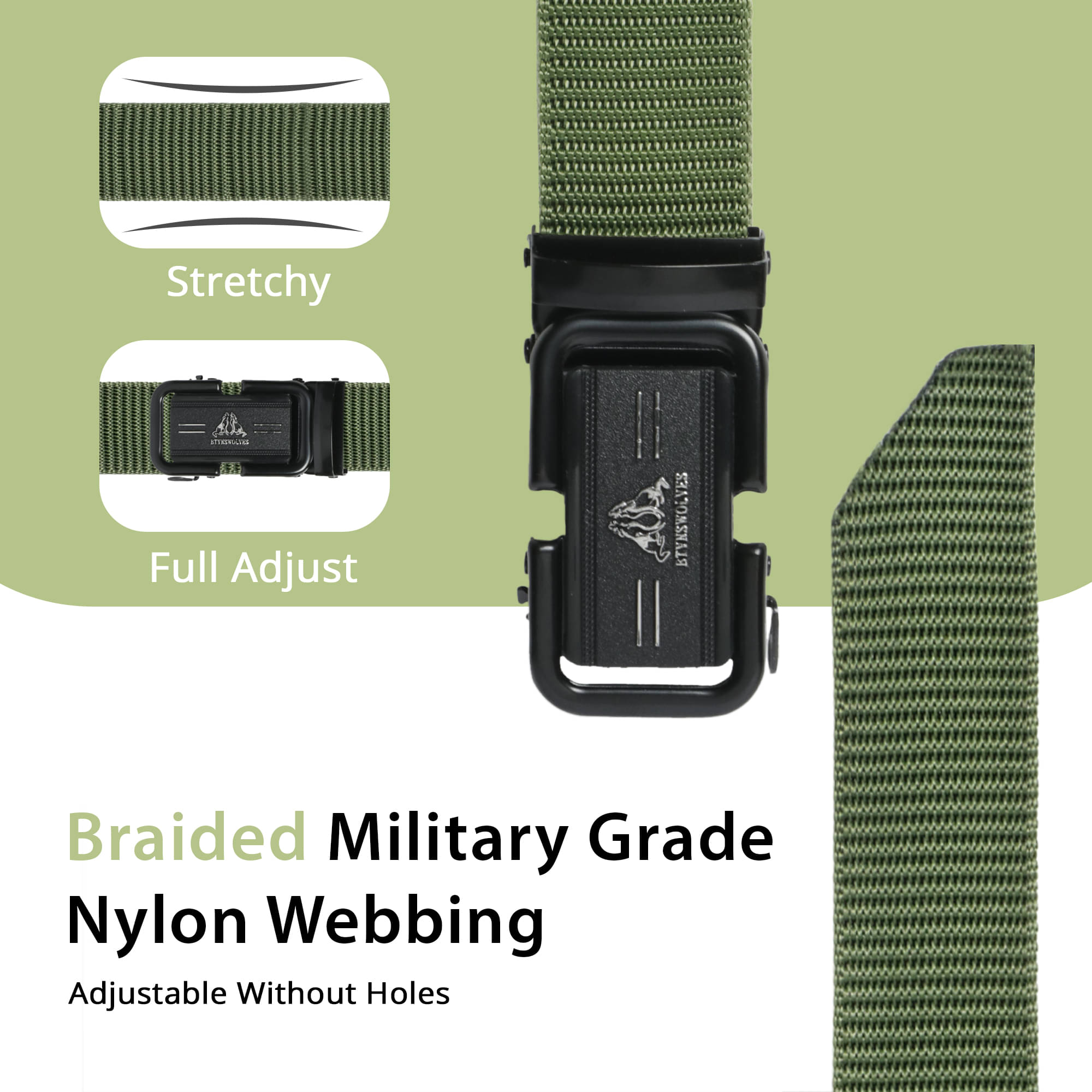     			lyvi - Green Nylon Men's Braided Belt ( Pack of 1 )