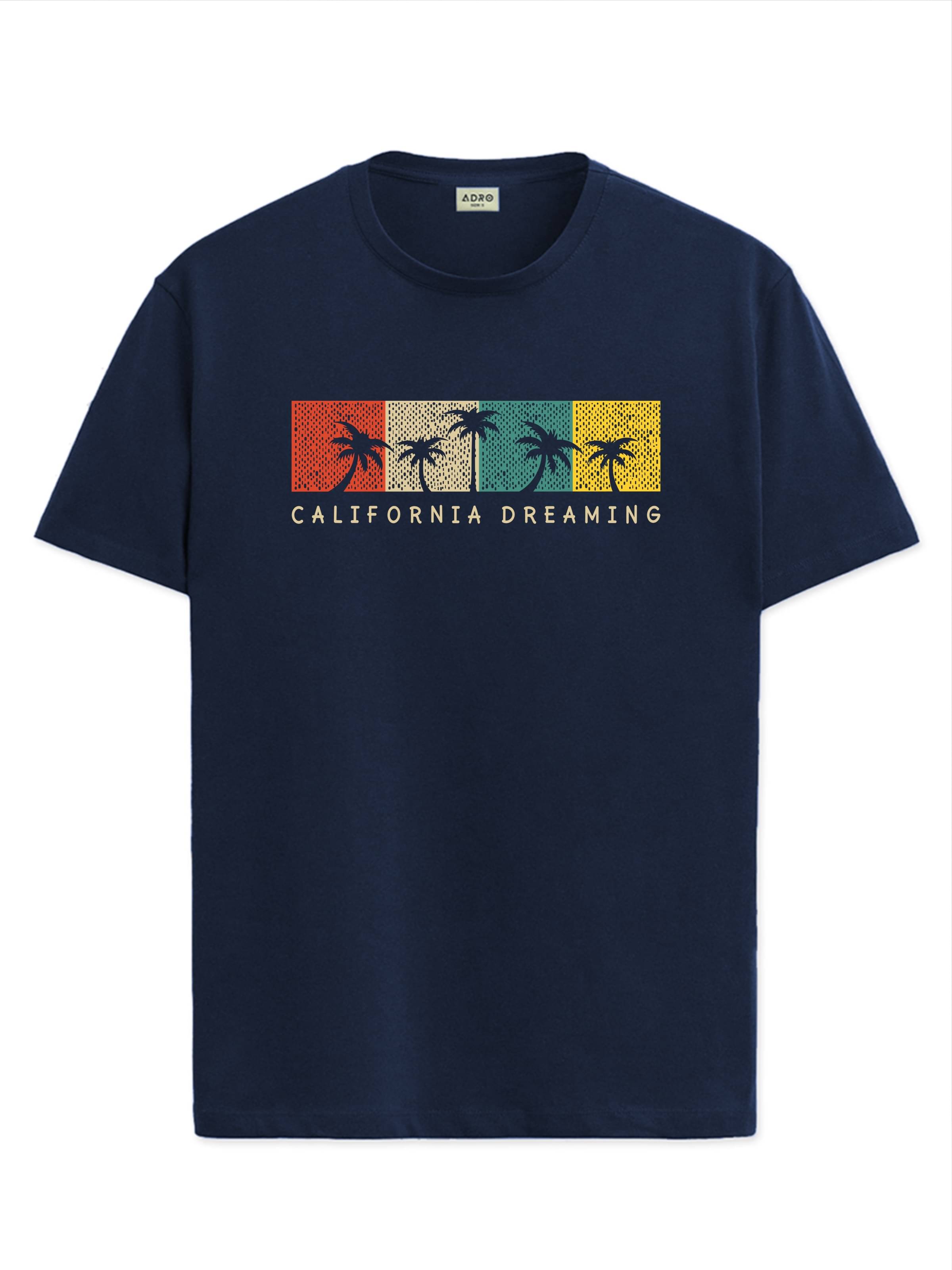     			Adro Men Cotton Blend Regular Fit Printed T-Shirt ( Navy Blue )