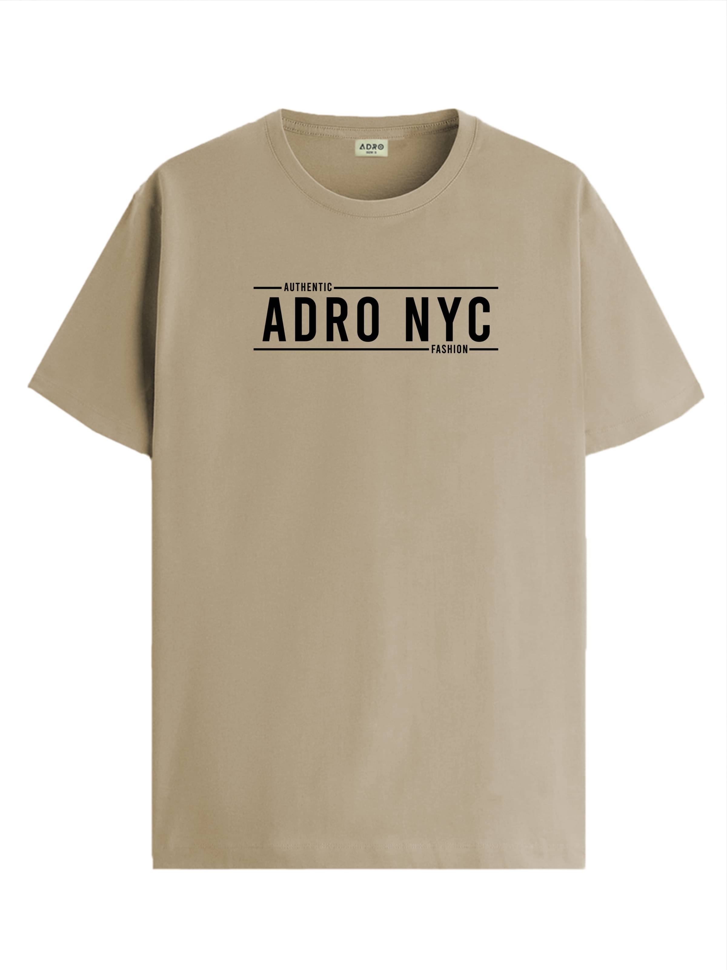 Adro Men Cotton Blend Regular Fit Printed T-Shirt ( Beige )     			Adro Men Cotton Blend Regular Fit Printed T-Shirt ( Beige )