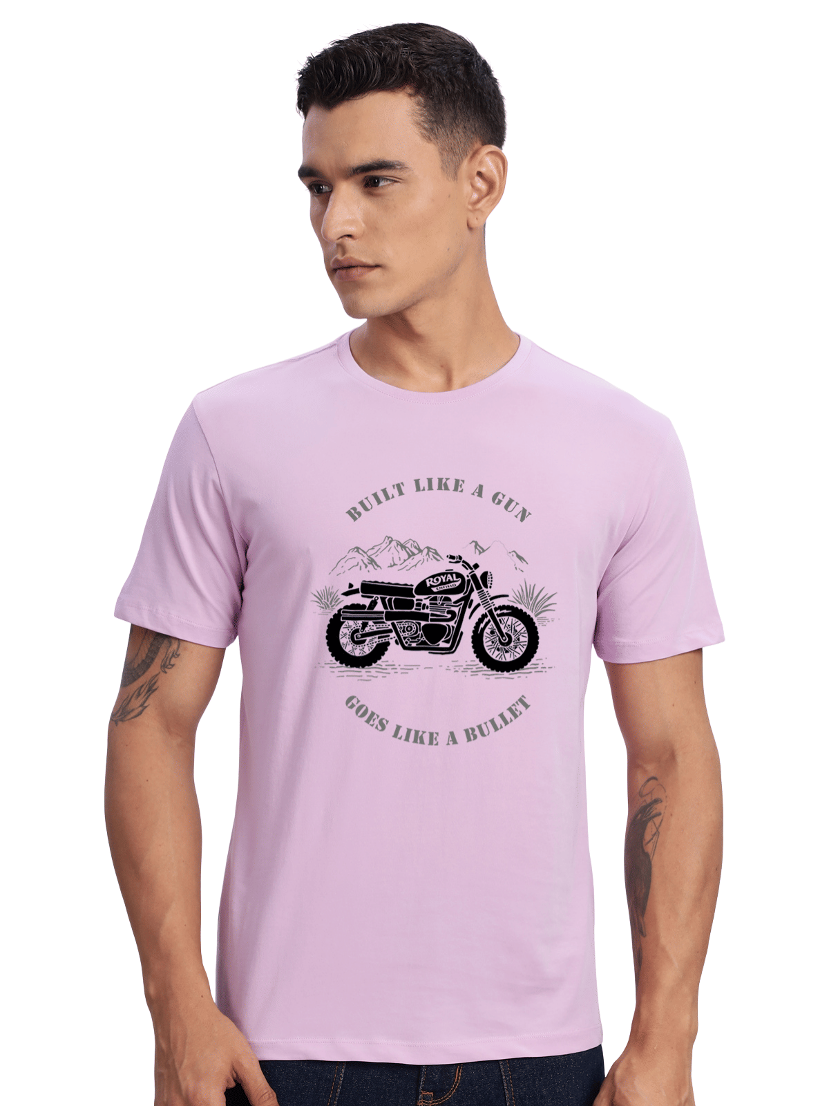     			Adro Men Cotton Blend Regular Fit Printed T-Shirt ( Lavender )