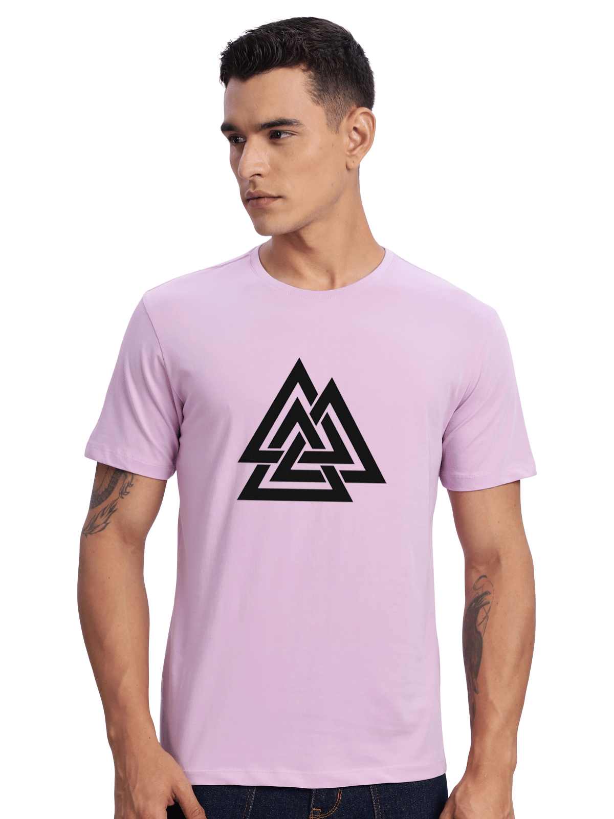 Adro Men Cotton Blend Regular Fit Printed T-Shirt ( Lavender )     			Adro Men Cotton Blend Regular Fit Printed T-Shirt ( Lavender )