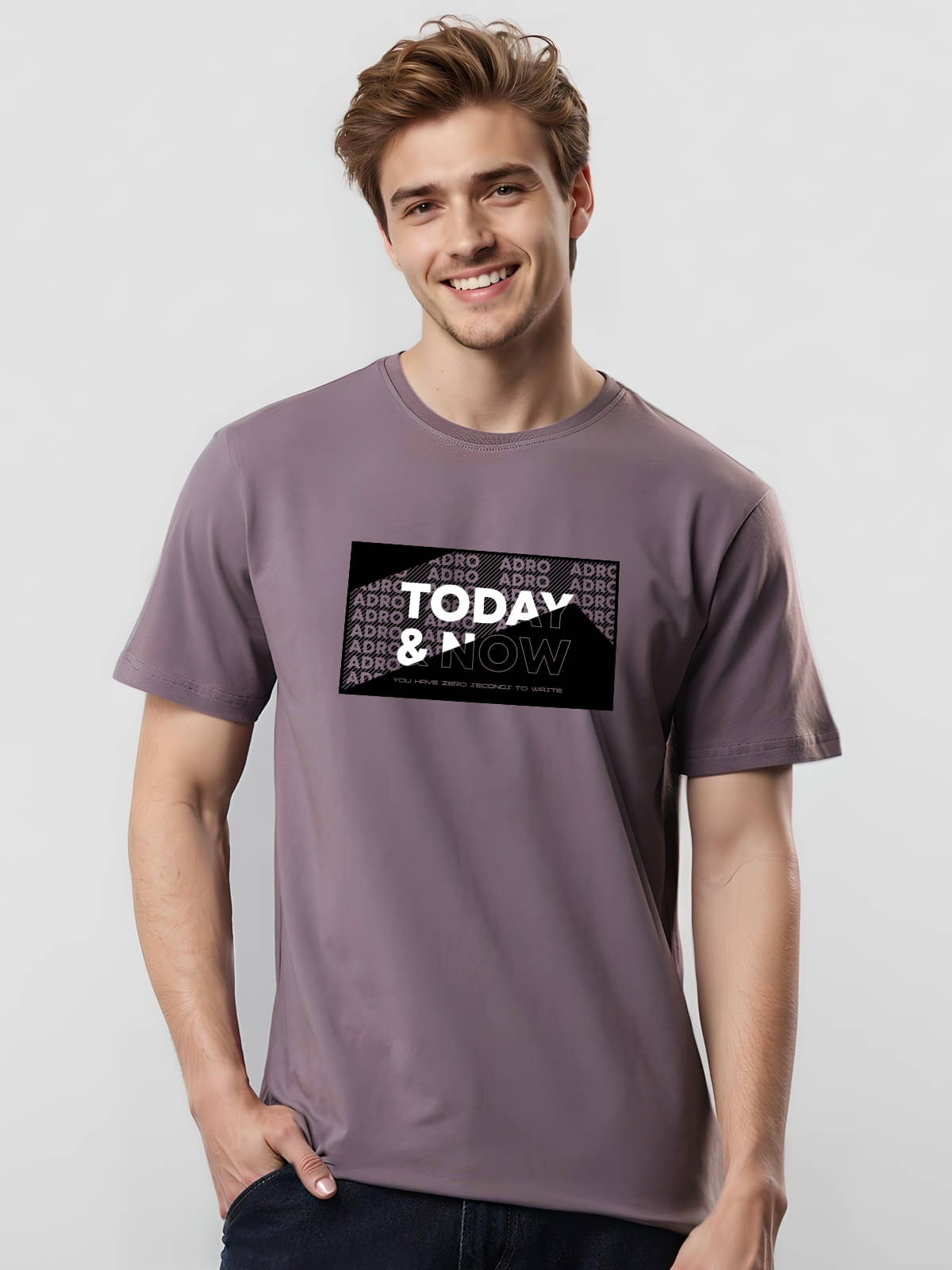     			Adro Men Cotton Blend Regular Fit Printed T-Shirt ( Purple )